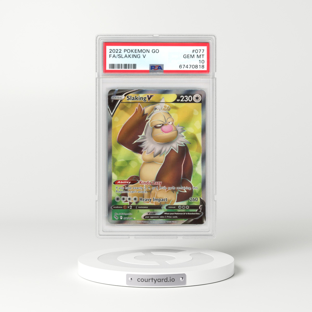 2022 Pokémon GO #077 Slaking V - Holo (PSA 10 GEM MINT)