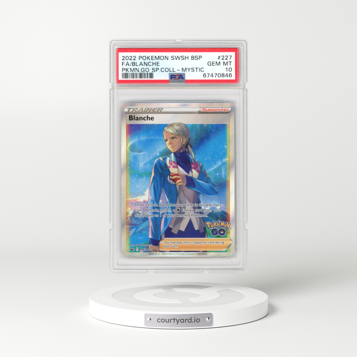 2022 Pokémon Swsh Black Star Promo #227 Blanche - Full Art Pokemon Go Special Collection-Team Mystic (PSA 10 GEM MINT)