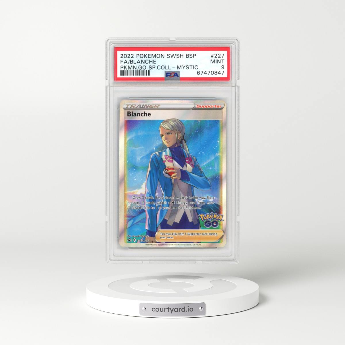 2022 Pokémon Swsh Black Star Promo #227 Blanche - Full Art Pokemon Go Special Collection-Team Mystic (PSA 9 MINT)