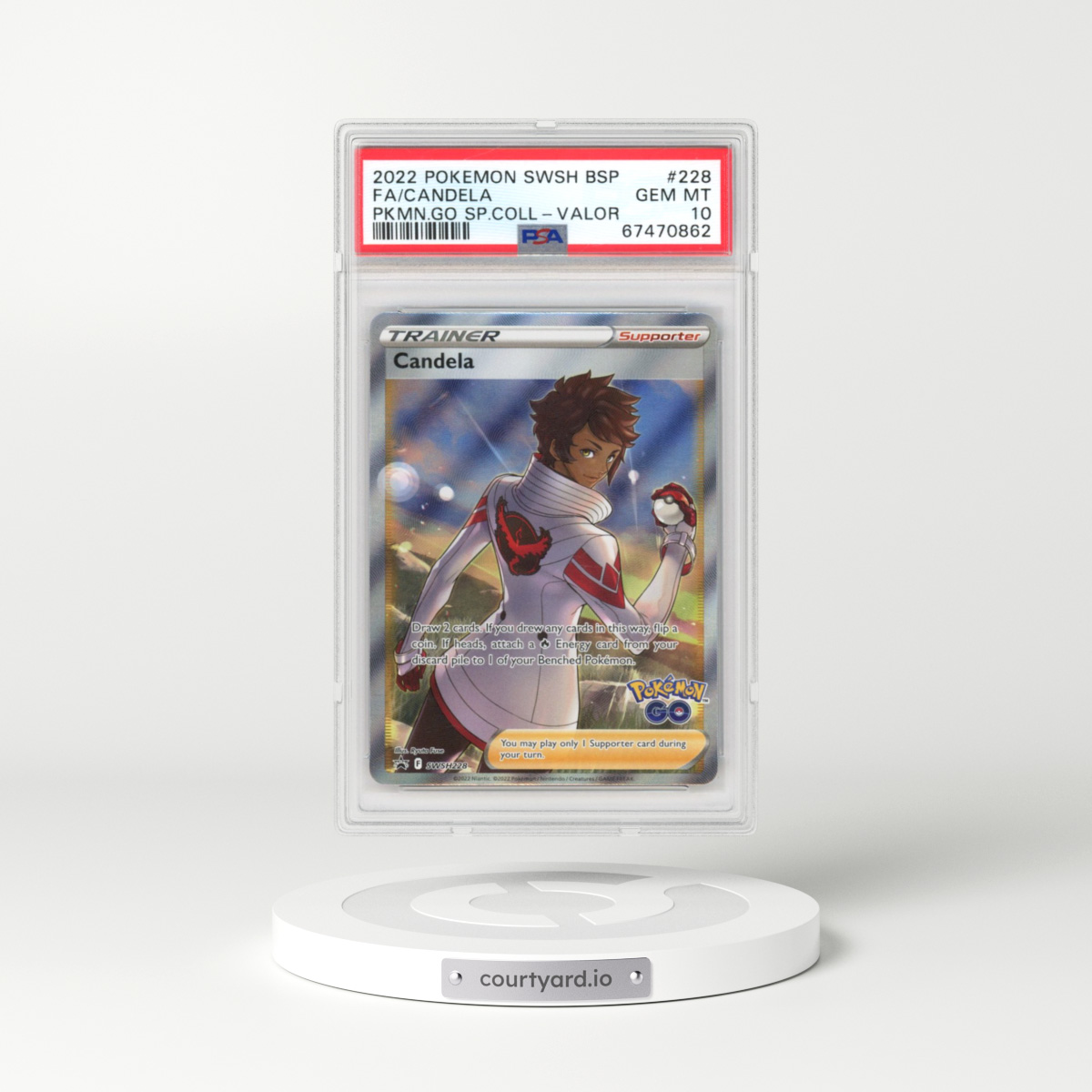 2022 Pokémon Swsh Black Star Promo #228 Candela - Full Art Pokemon Go Special Collection-Team Valor (PSA 10 GEM MINT)