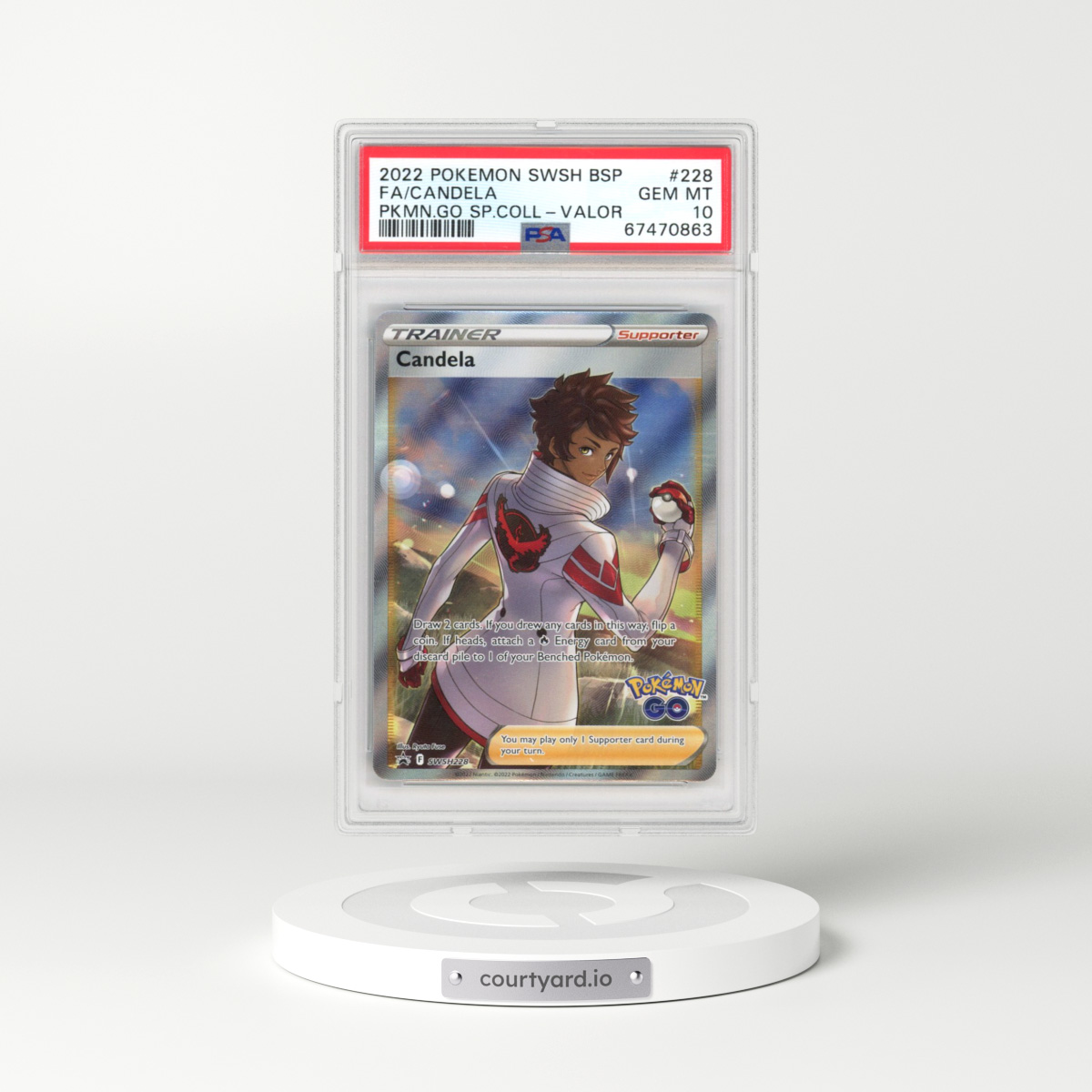 2022 Pokémon Swsh Black Star Promo #228 Candela - Full Art Pokemon Go Special Collection-Team Valor (PSA 10 GEM MINT)