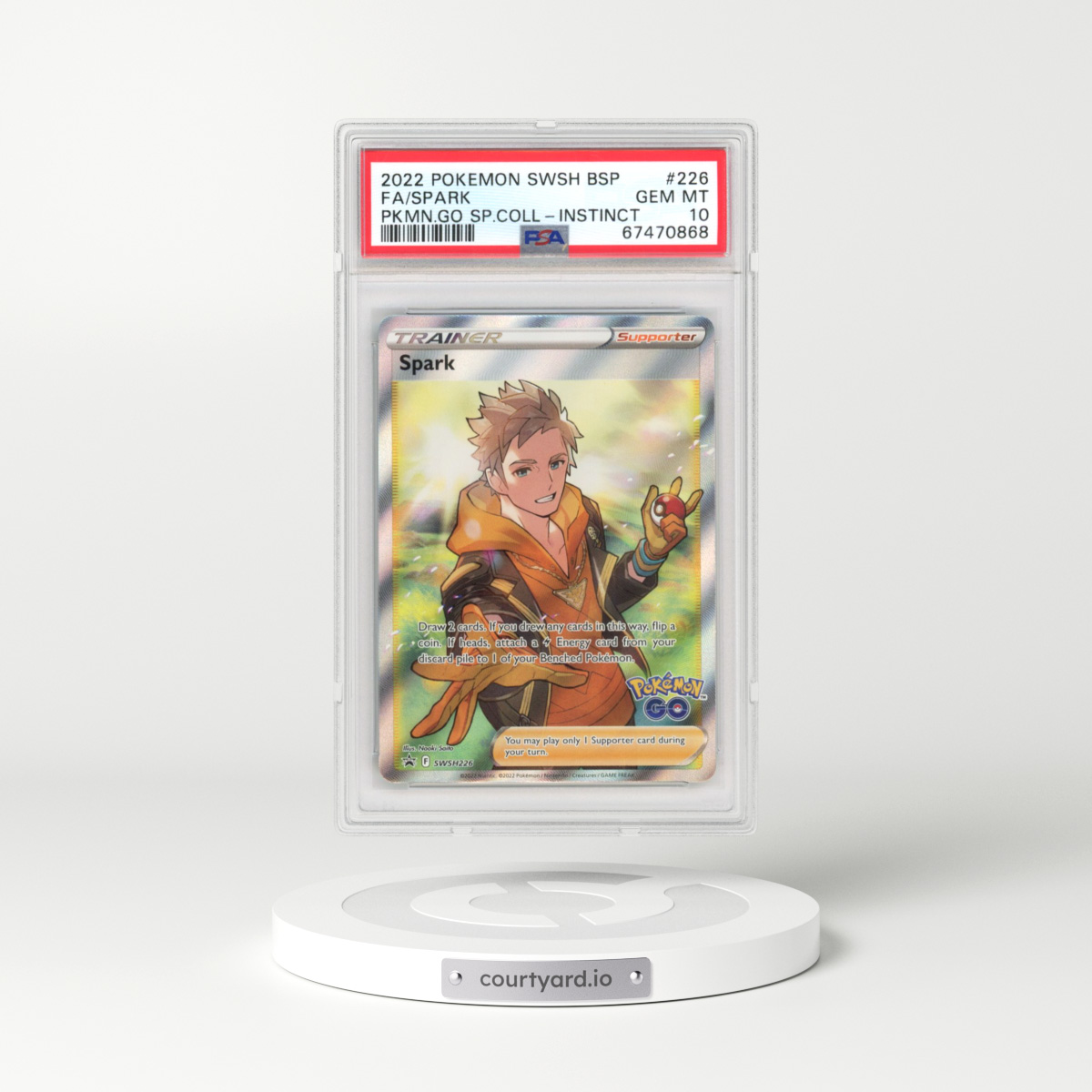 2022 Pokémon Swsh Black Star Promo #226 Spark - Full Art Pokemon Go Special Collection-Team Instinct (PSA 10 GEM MINT)