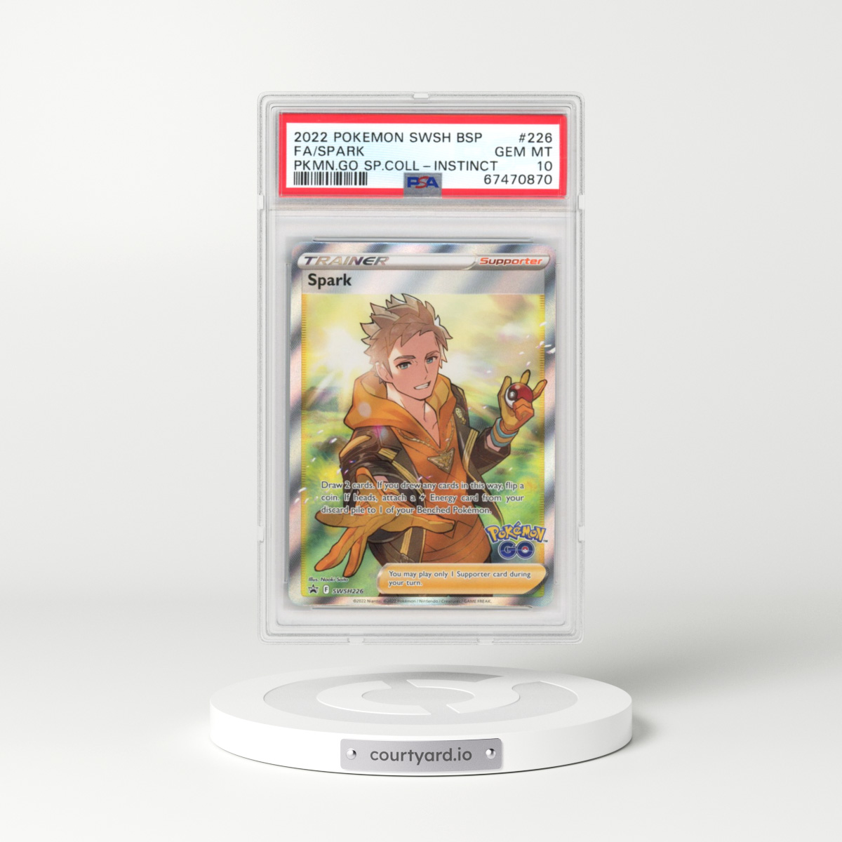 2022 Pokémon Swsh Black Star Promo #226 Spark - Full Art Pokemon Go Special Collection-Team Instinct (PSA 10 GEM MINT)