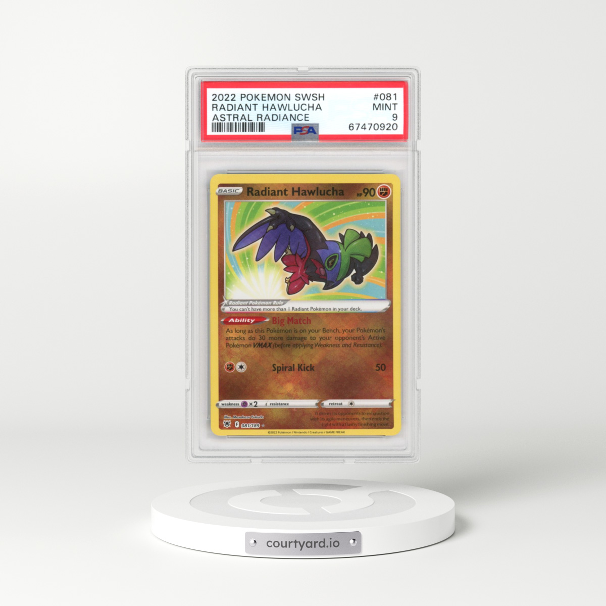 2022 Astral Radiance #081 Radiant Hawlucha - Holo (PSA 9 MINT)