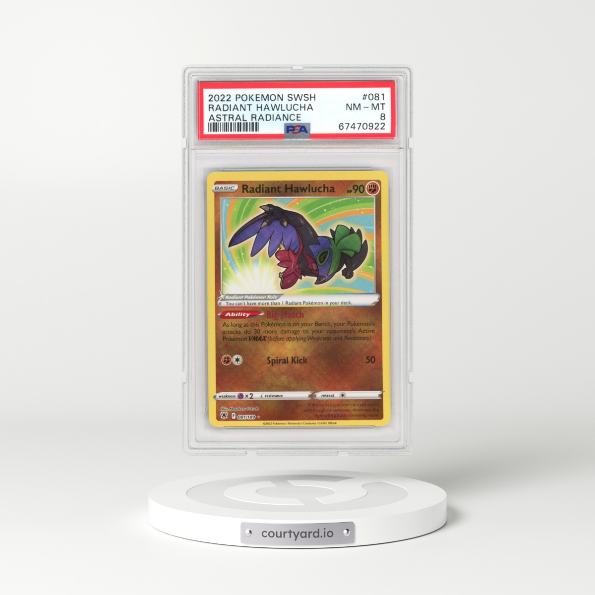 2022 Astral Radiance #081 Radiant Hawlucha - Holo (PSA 8 NM-MT)