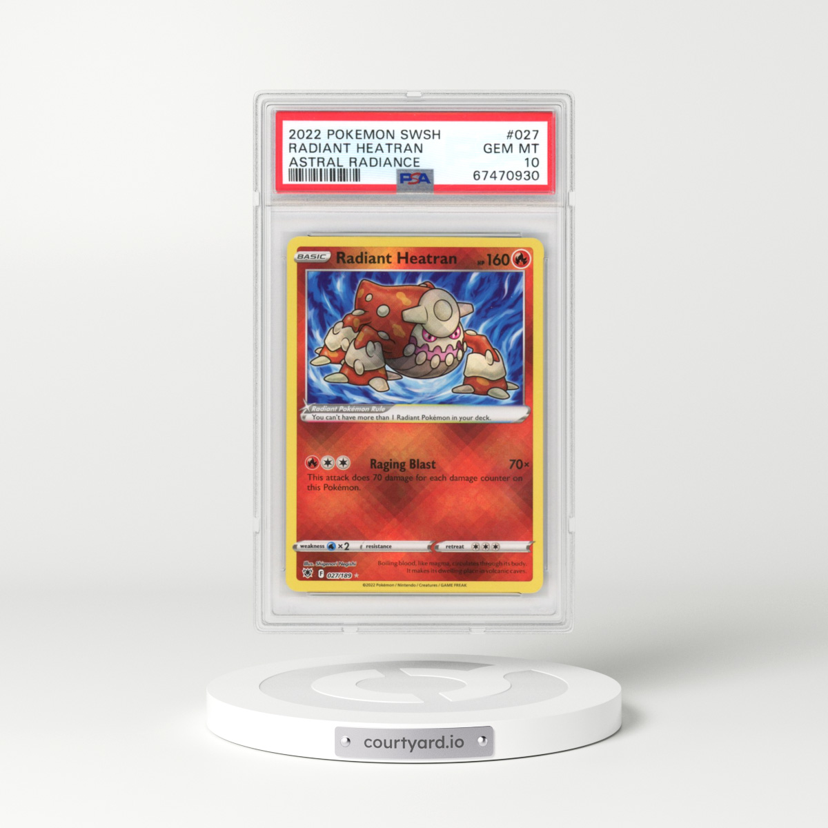 2022 Astral Radiance #027 Radiant Heatran (PSA 10 GEM MINT)