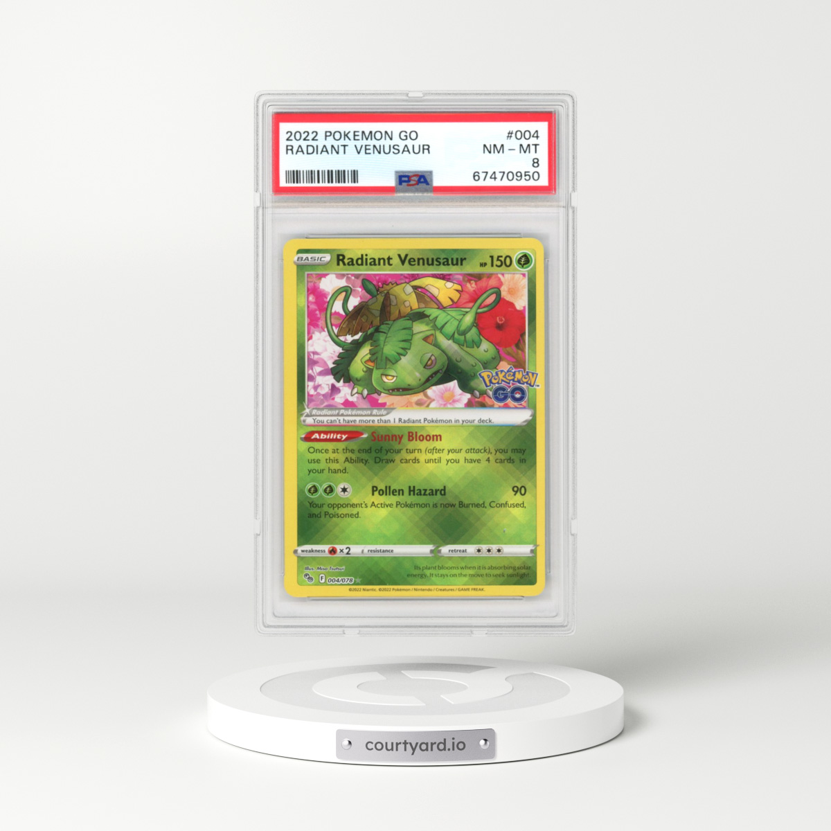 2022 Pokémon GO #004 Radiant Venusaur - Holo (PSA 8 NM-MT)