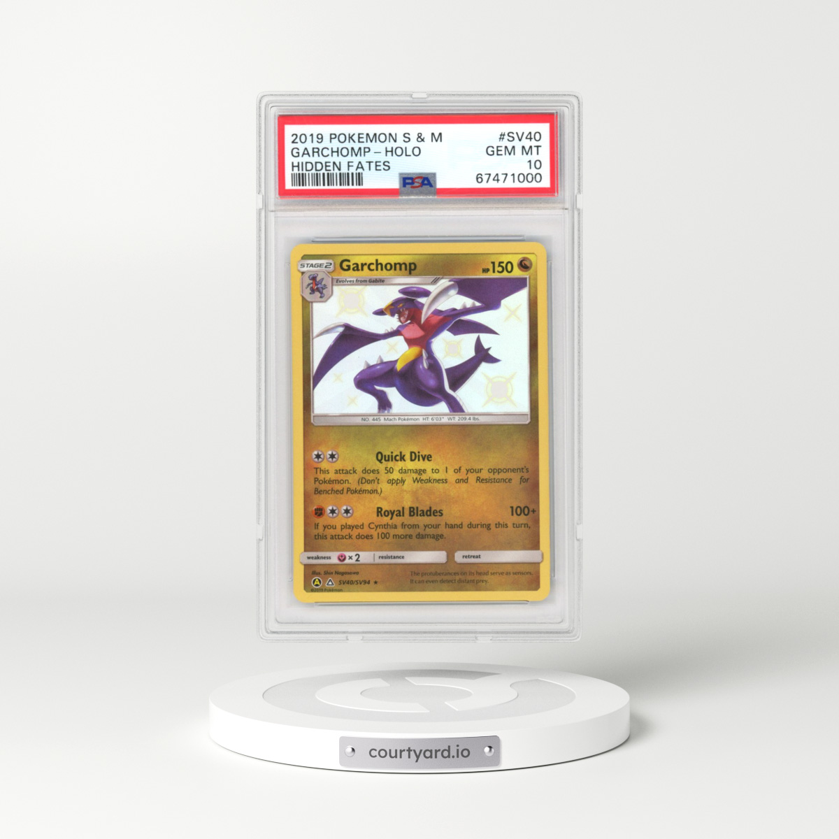 2019 Hidden Fates #SV40 Garchomp (PSA 10 GEM MINT)