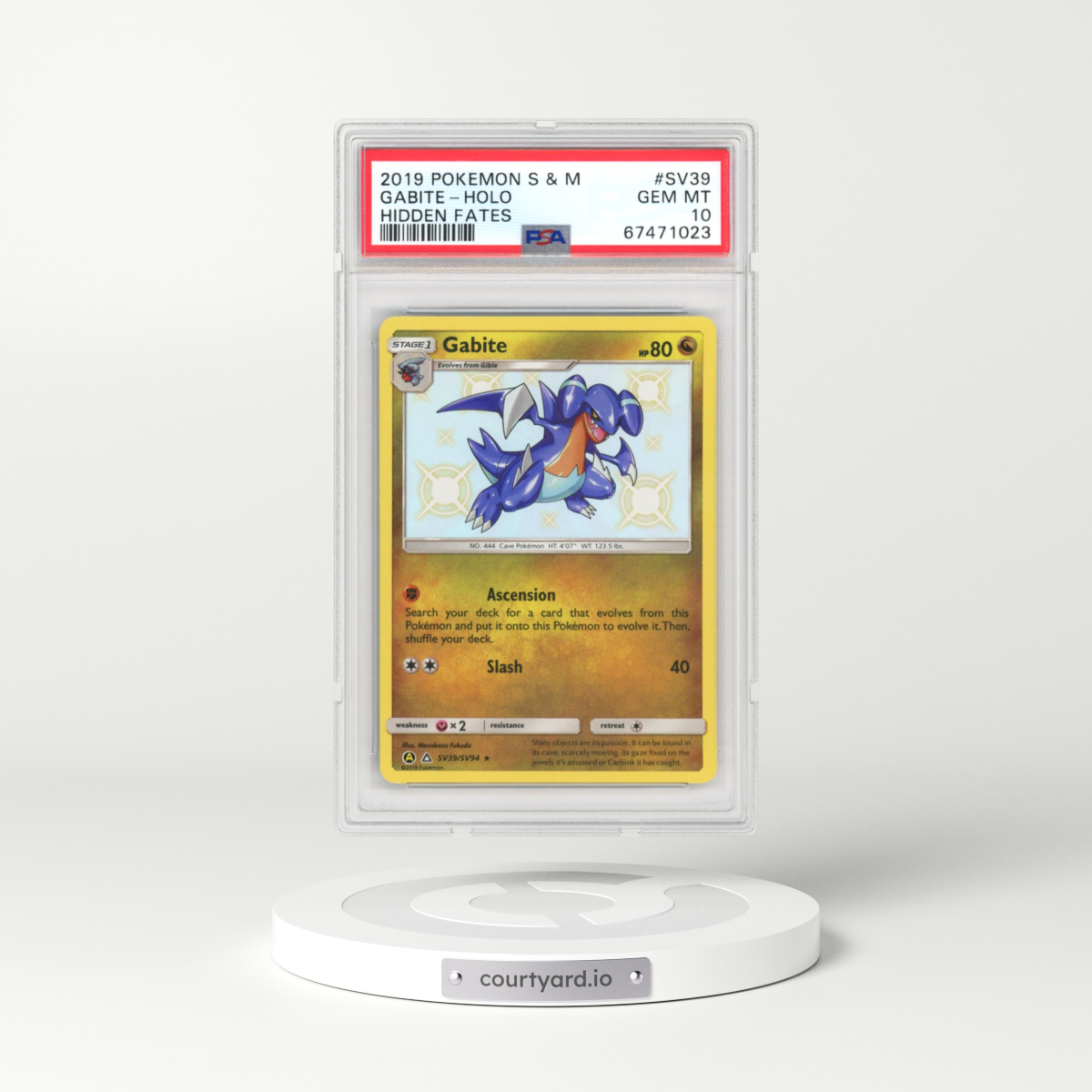 2019 Hidden Fates #SV39 Gabite - Holo (PSA 10 GEM MINT)