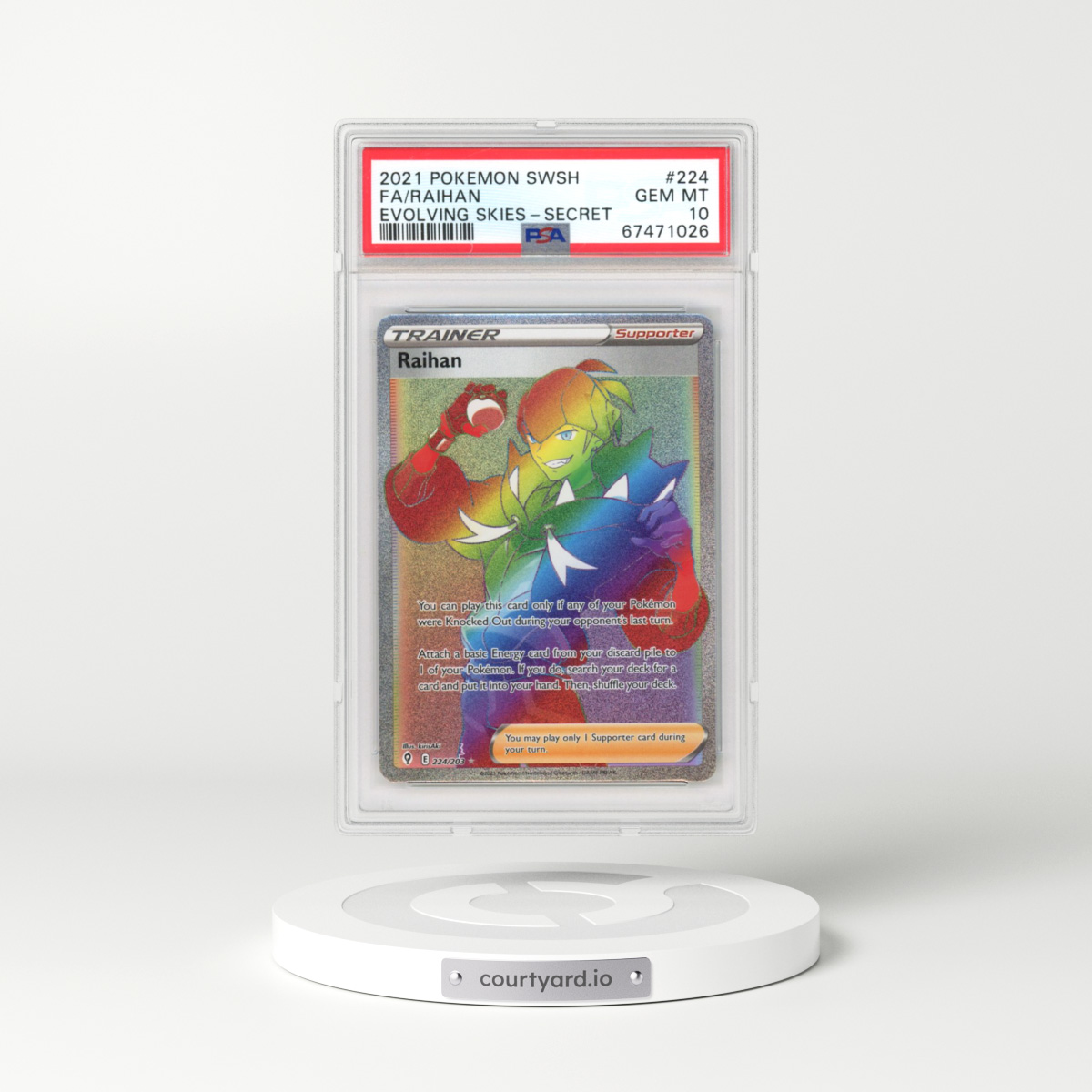 2021 Evolving Skies #224 Raihan - Secret (PSA 10 GEM MINT)