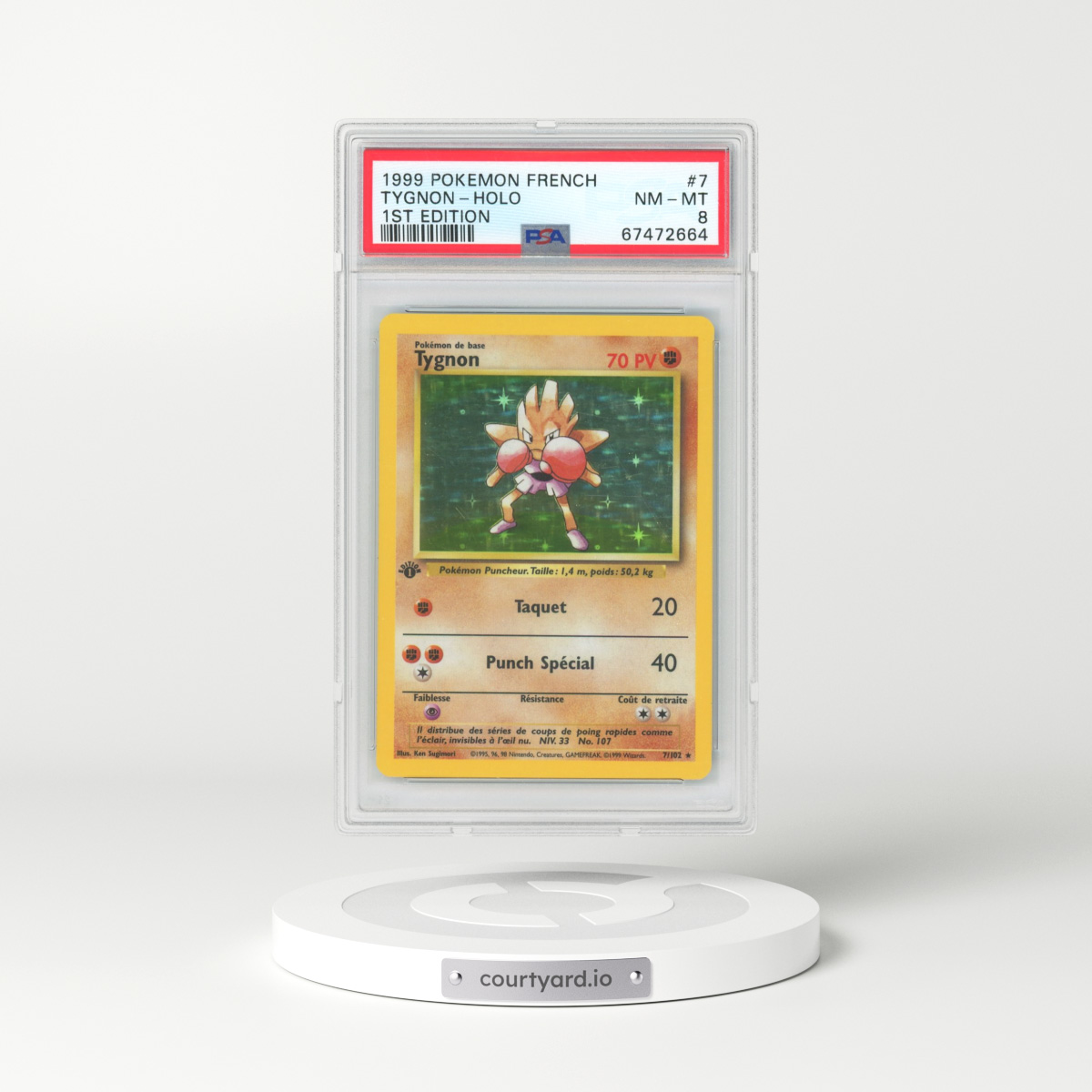 1999 Pokémon #7 Tygnon - 1st Edition Holo (PSA 8 NM-MT)