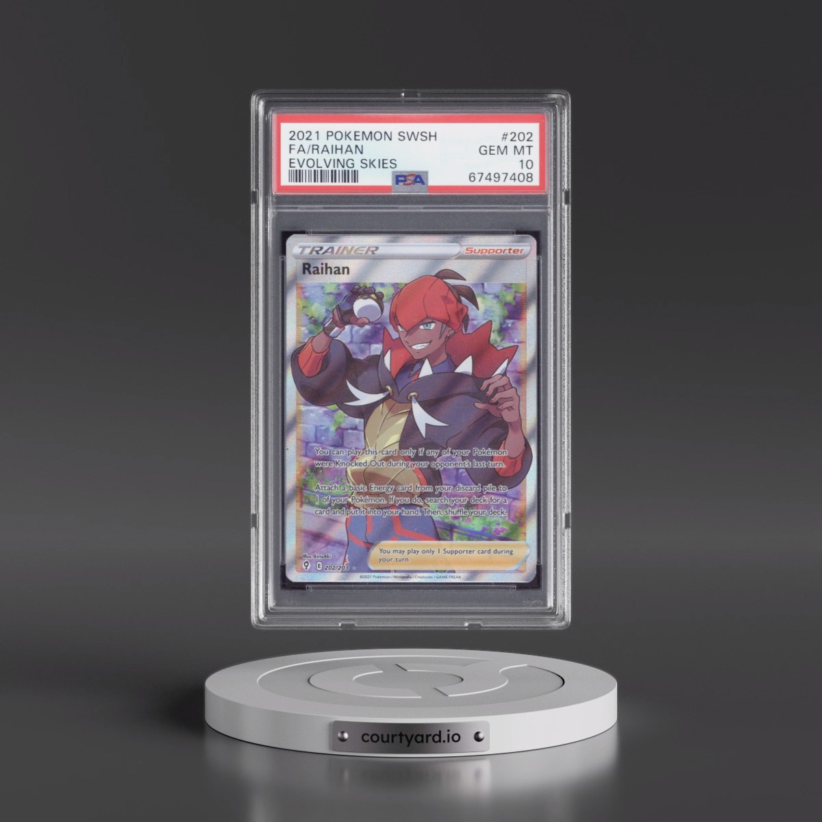 2021 Pokémon Sword & Shield Evolving Skies #202 Raihan - Full Art (PSA 10 GEM MINT)