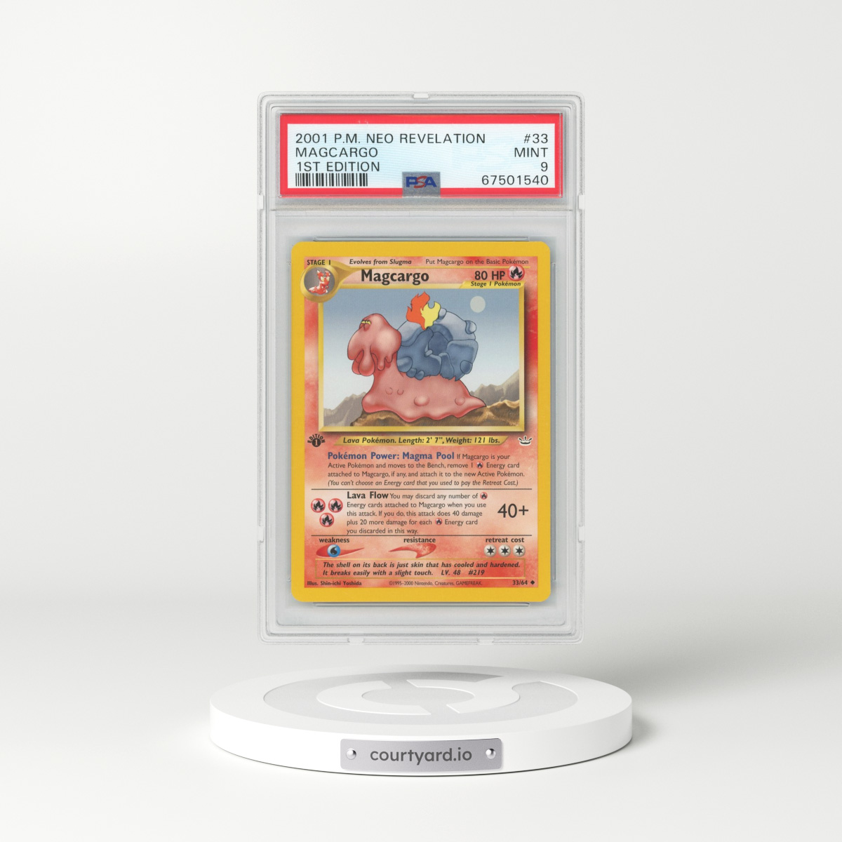 2001 Neo Revelation #33 Magcargo - 1st Edition (PSA 9 MINT)
