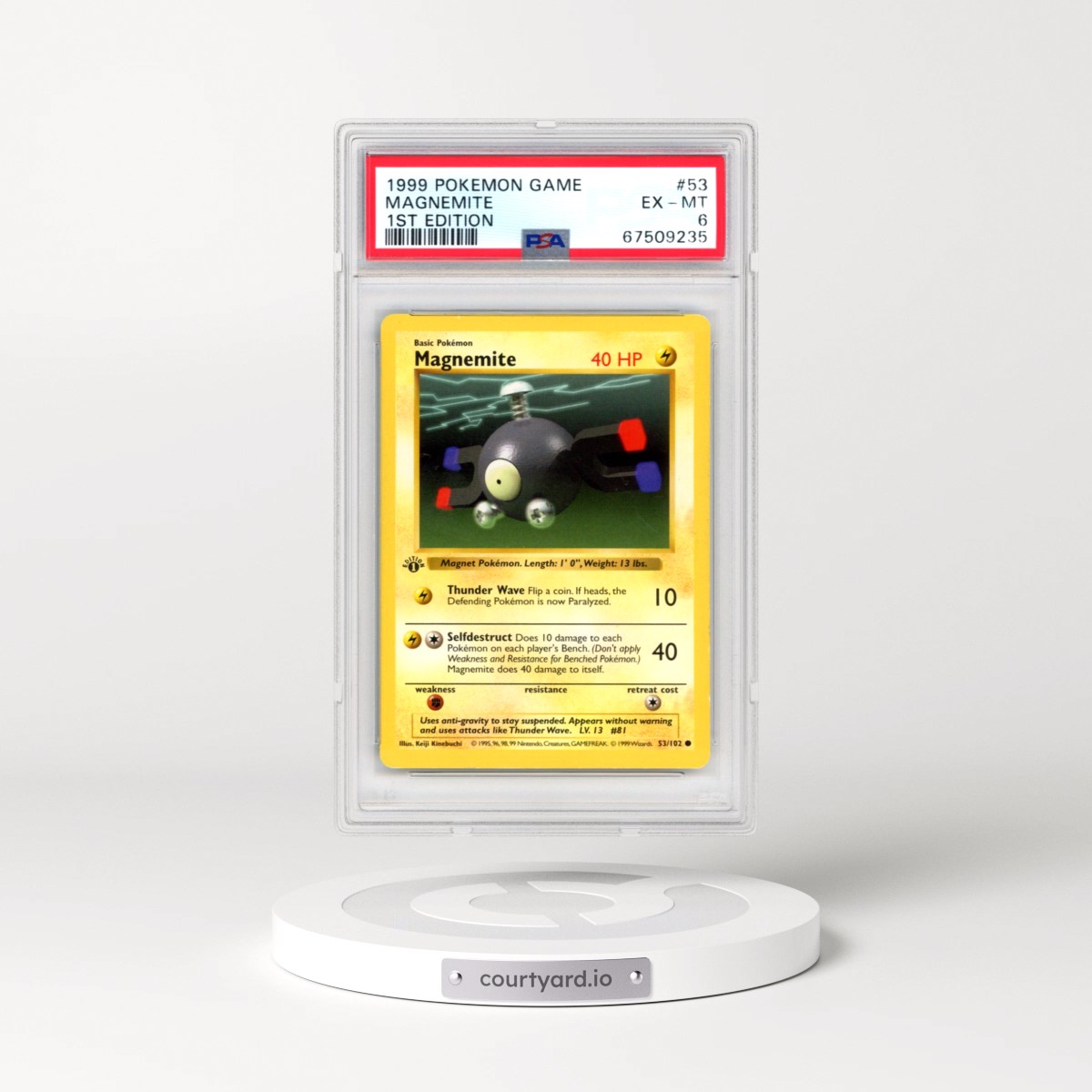 1999 Pokémon Game #53 Magnemite - 1st Edition (PSA 6 EX-MT)