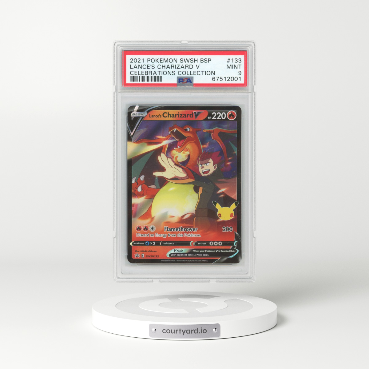 2017 Black Star Promos - Sword & Shield #133 Lance's Charizard V - Holo Celebrations Collection - Lance's Charizard V (PSA 9 MINT)