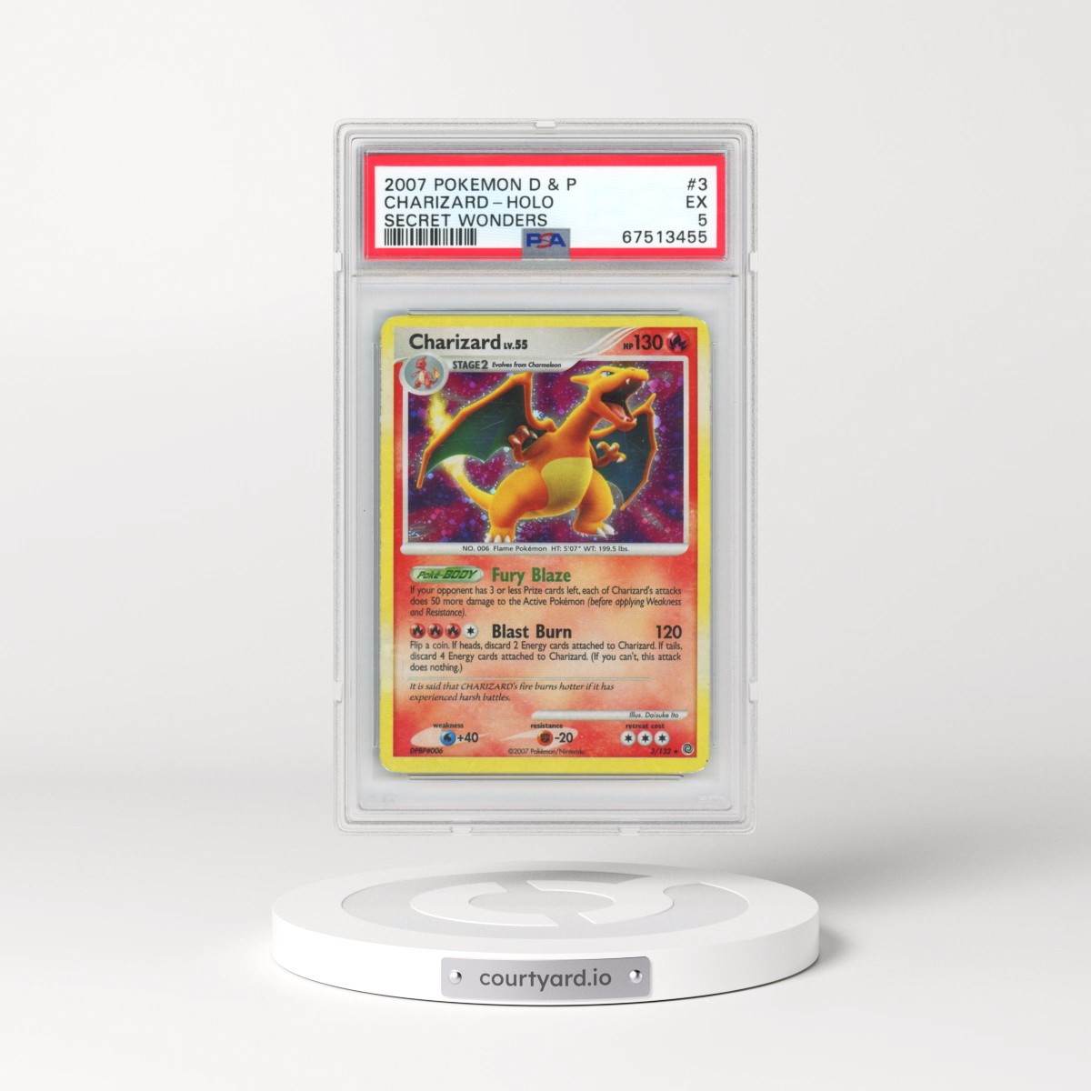 2007 Pokémon Diamond & Pearl Secret Wonders #3 Charizard - Holo (PSA 5 EX)