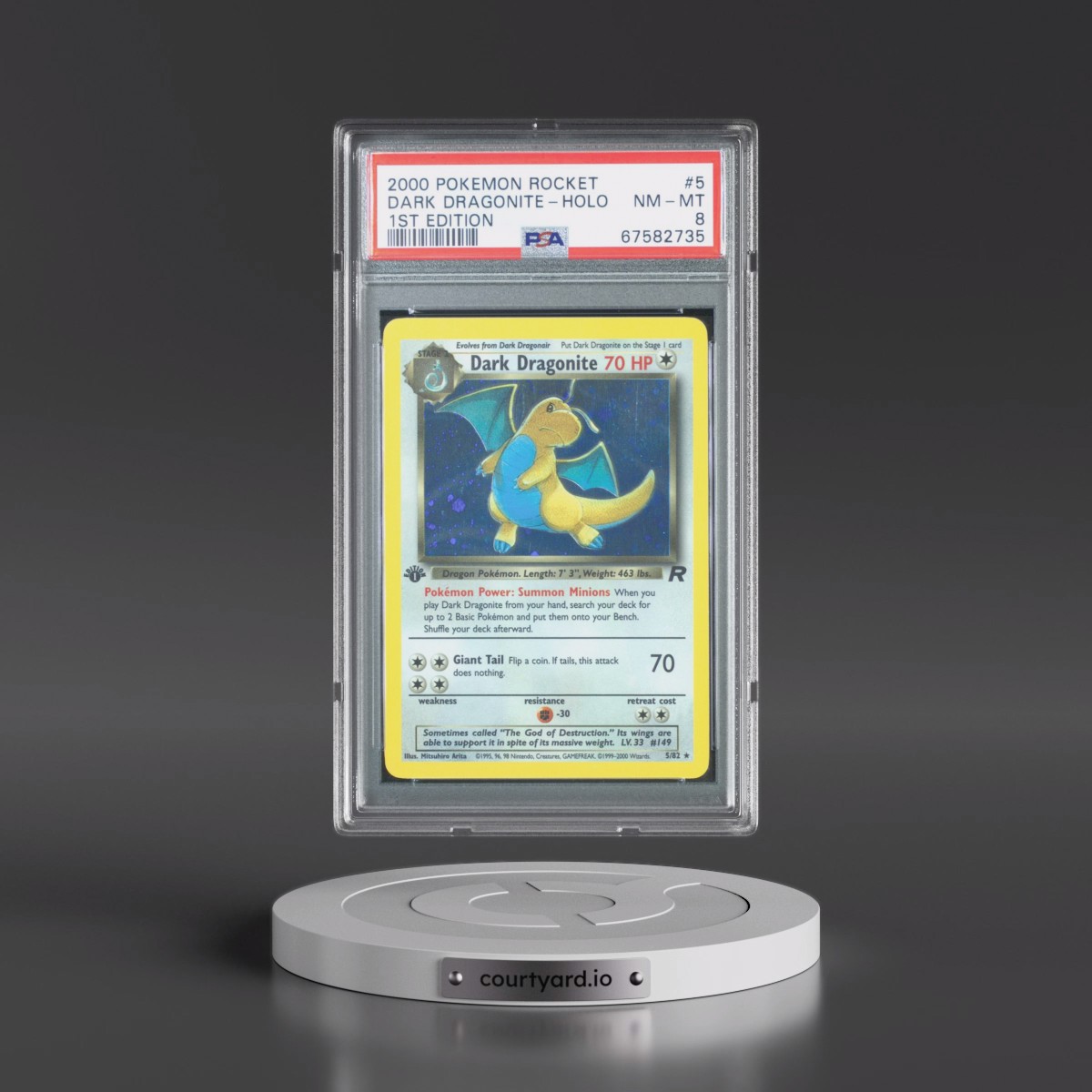 2000 Pokémon Rocket #5 Dark Dragonite - 1st Edition Holo (PSA 8 NM-MT)