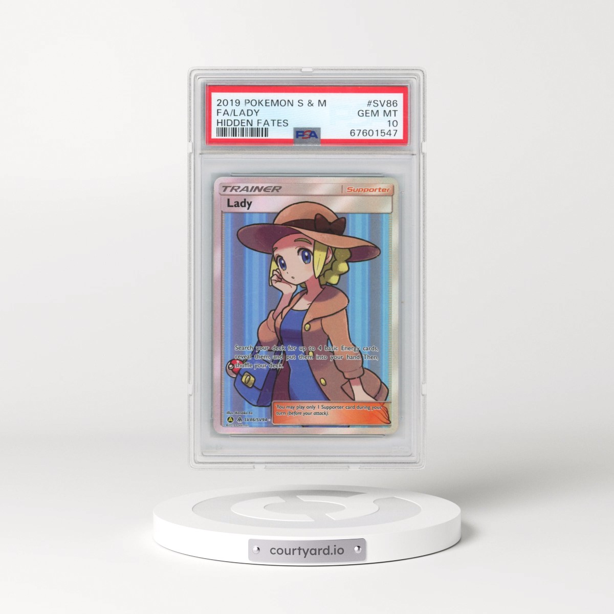 2019 Pokémon Sun & Moon Hidden Fates #SV86 Lady - Full Art (PSA 10 GEM MINT)
