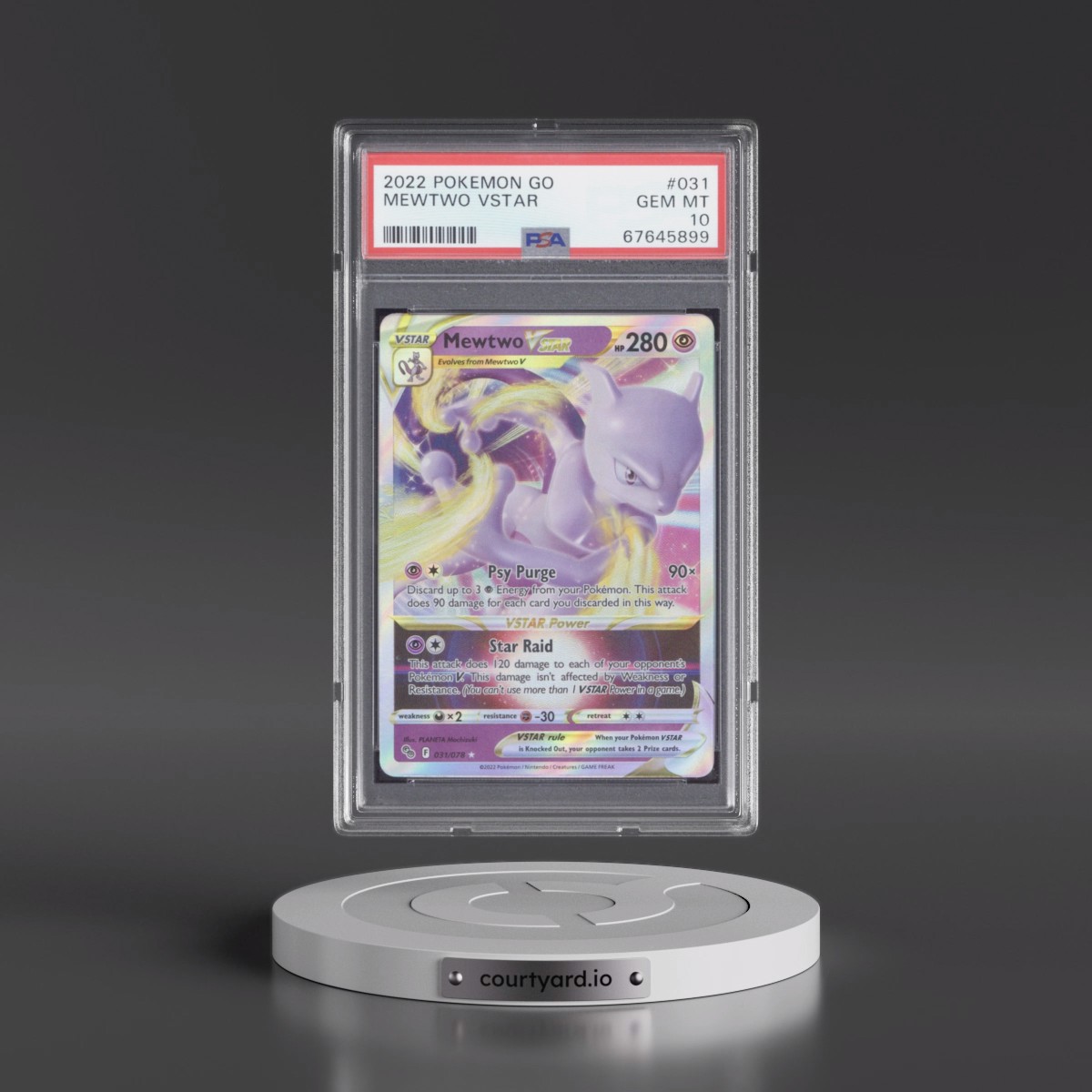 2022 Pokémon Go #031 Mewtwo Vstar (PSA 10 GEM MINT)
