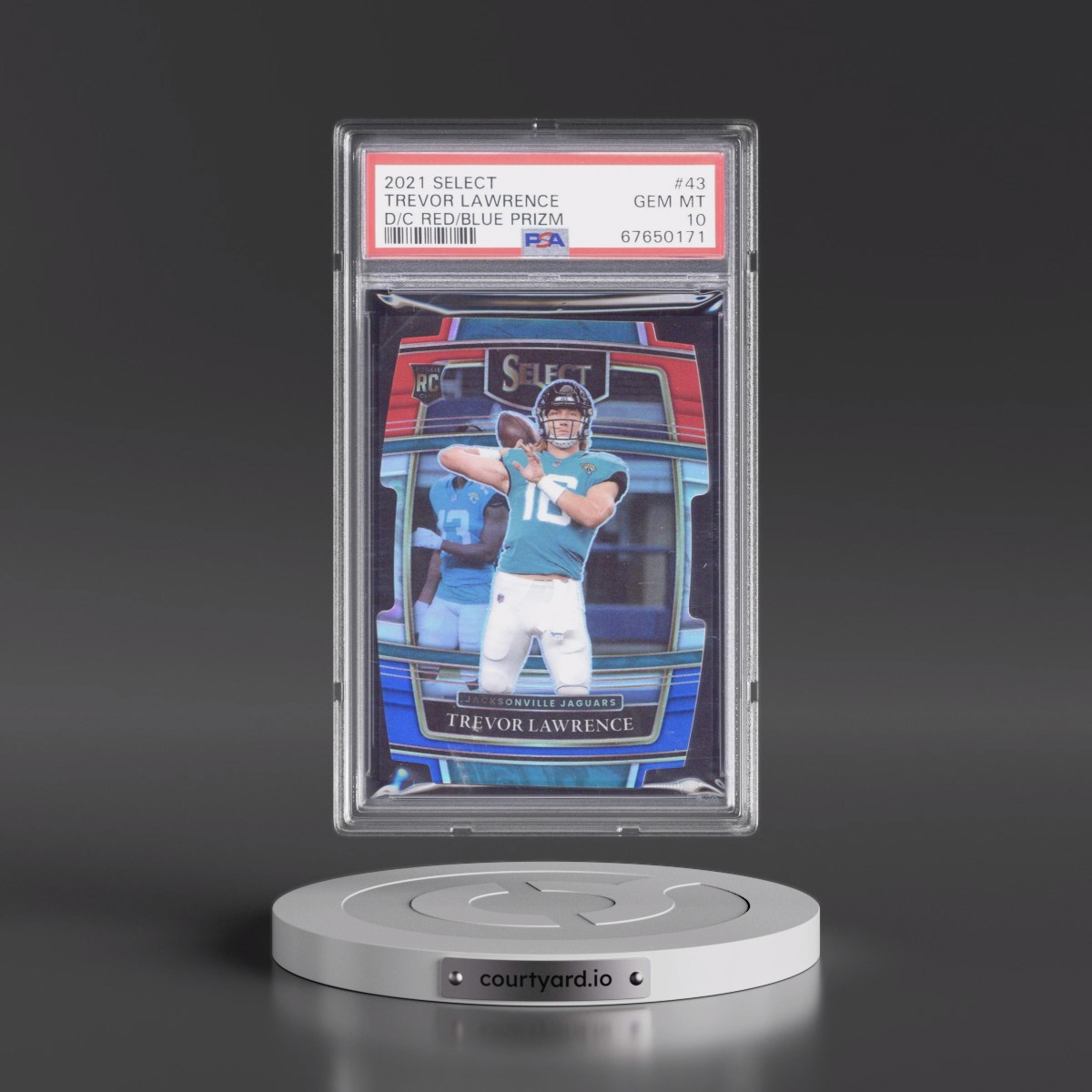 2021 Panini Select #43 Trevor Lawrence - Die-Cut Red/Blue Prizm (PSA 10 GEM MINT)