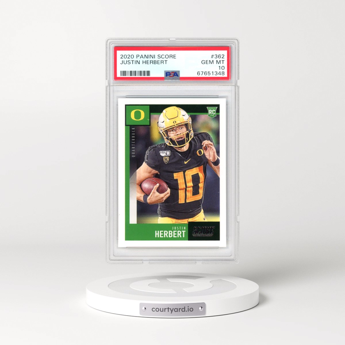 2020 Panini Score #362 Justin Herbert (PSA 10 GEM MINT)