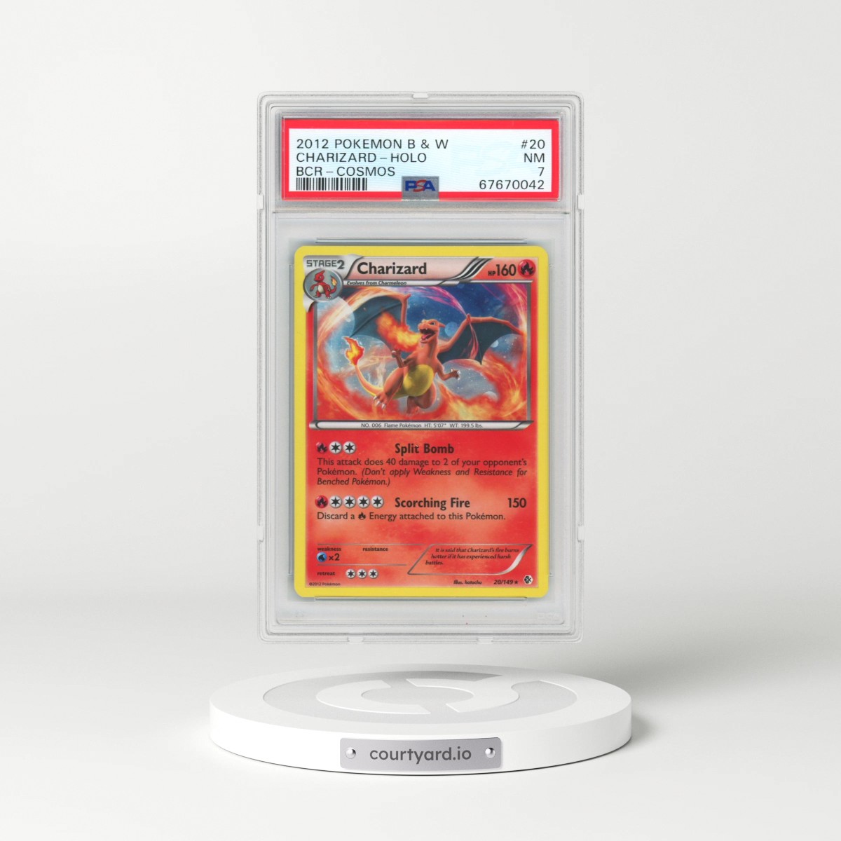2012 Pokémon Black & White Boundaries Crossed #20 Charizard - Holo Cosmos (PSA 7 NM)