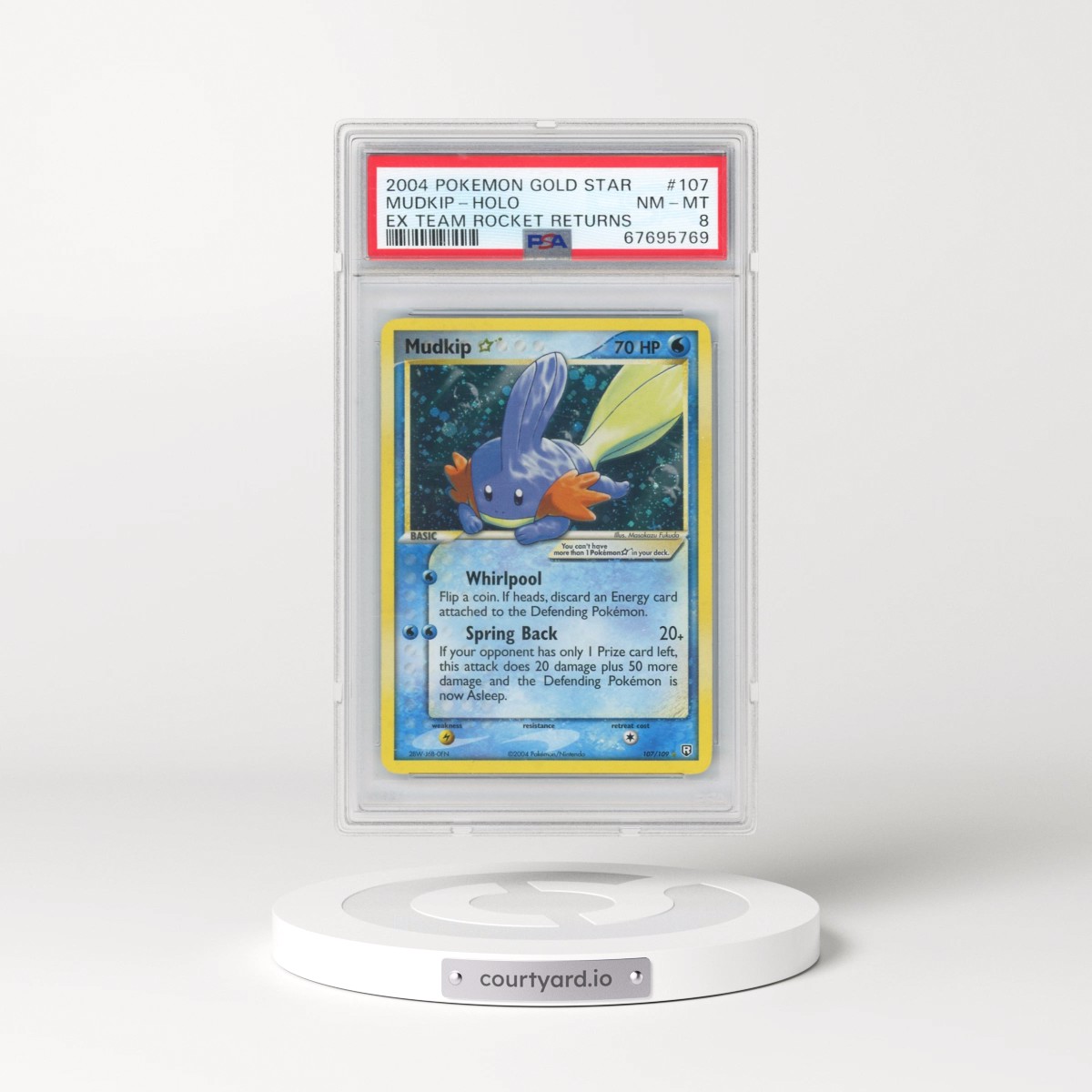 2004 Pokémon EX Team Rocket Returns #107 Mudkip - Holo Gold Star (PSA 8 NM-MT)