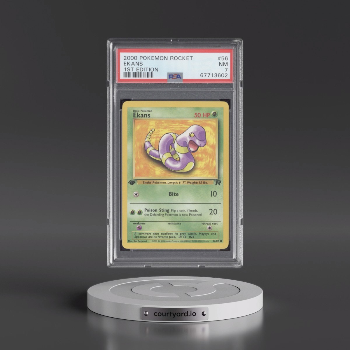 2000 Pokémon Rocket #56 Ekans - 1st Edition (PSA 7 NM)