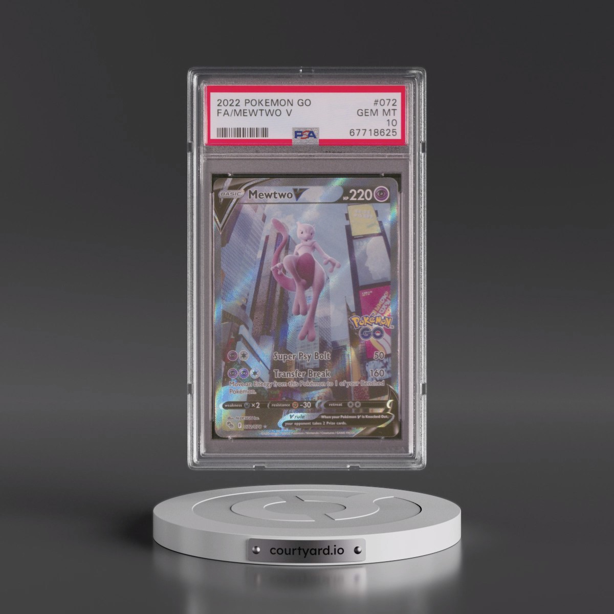 2022 Pokémon Go #072 Mewtwo V - Holo Full Art (PSA 10 GEM MINT)