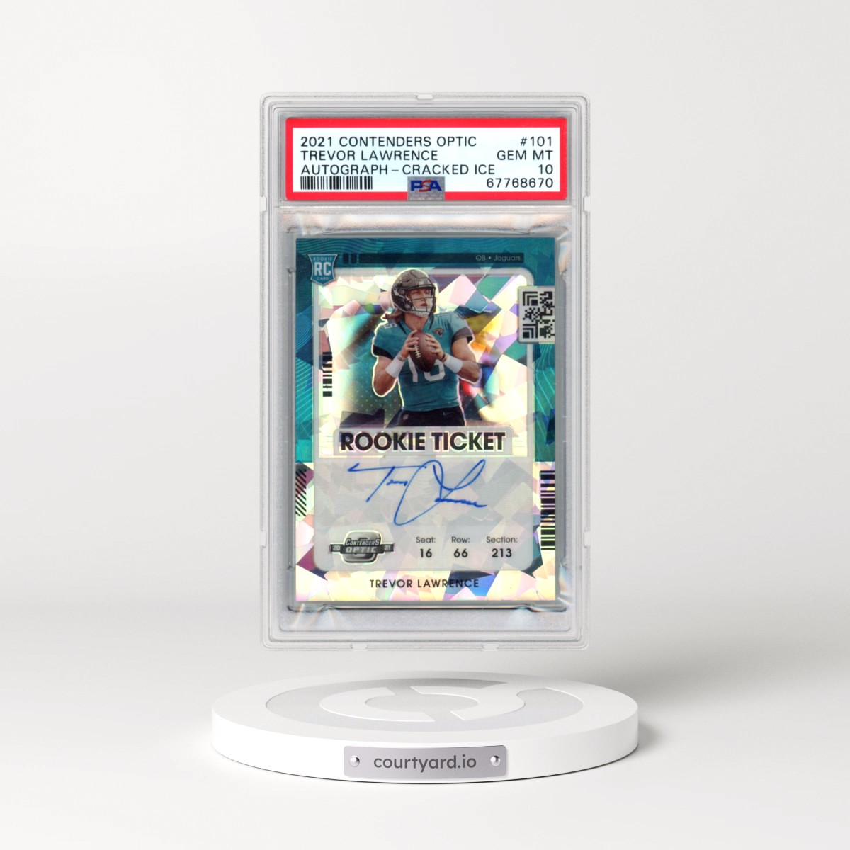 2021 Panini Contenders Optic #101 Trevor Lawrence - Autograph-Cracked Ice (PSA 10 GEM MINT)