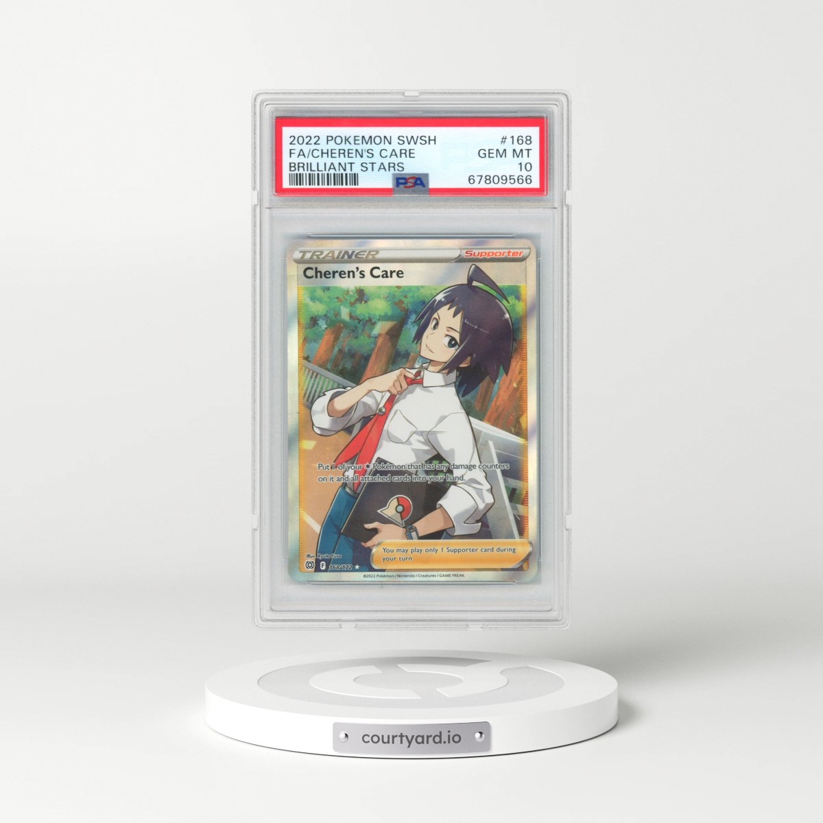 2022 Pokémon Sword & Shield Brilliant Stars #168 Cheren's Care - Full Art (PSA 10 GEM MINT)
