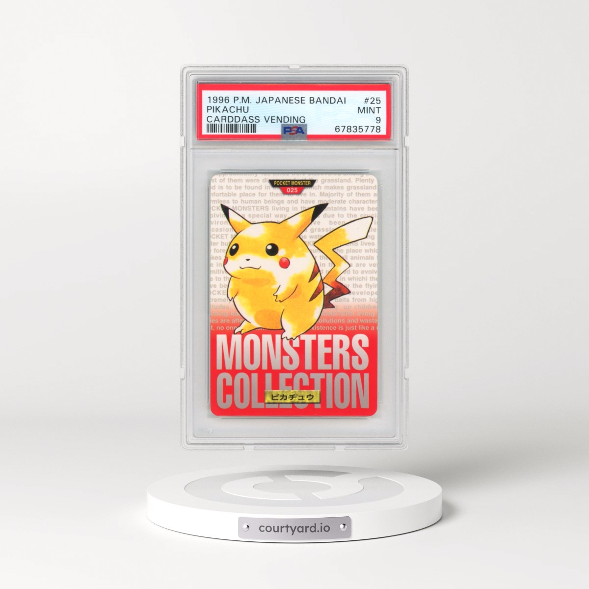 1996 Pokémon Bandai Carddass Vending #25 Pikachu (PSA 9 MINT)