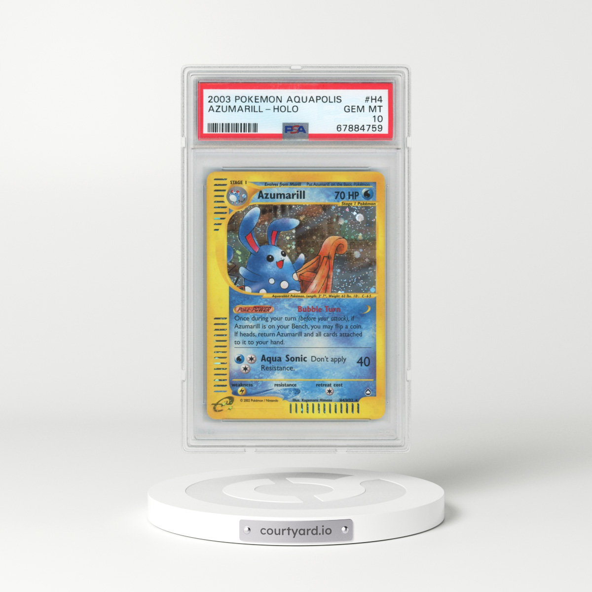 2003 Pokémon Aquapolis #H4 Azumarill - Holo (PSA 10 GEM MINT)