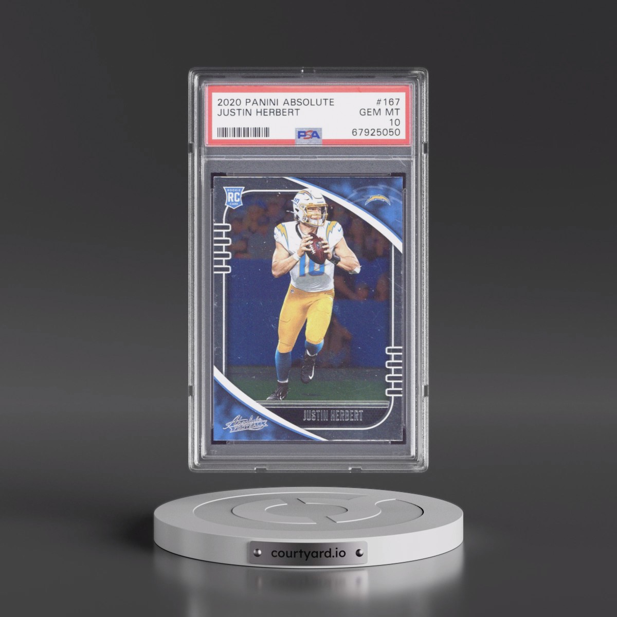 2020 Panini Absolute #167 Justin Herbert (PSA 10 GEM MINT)