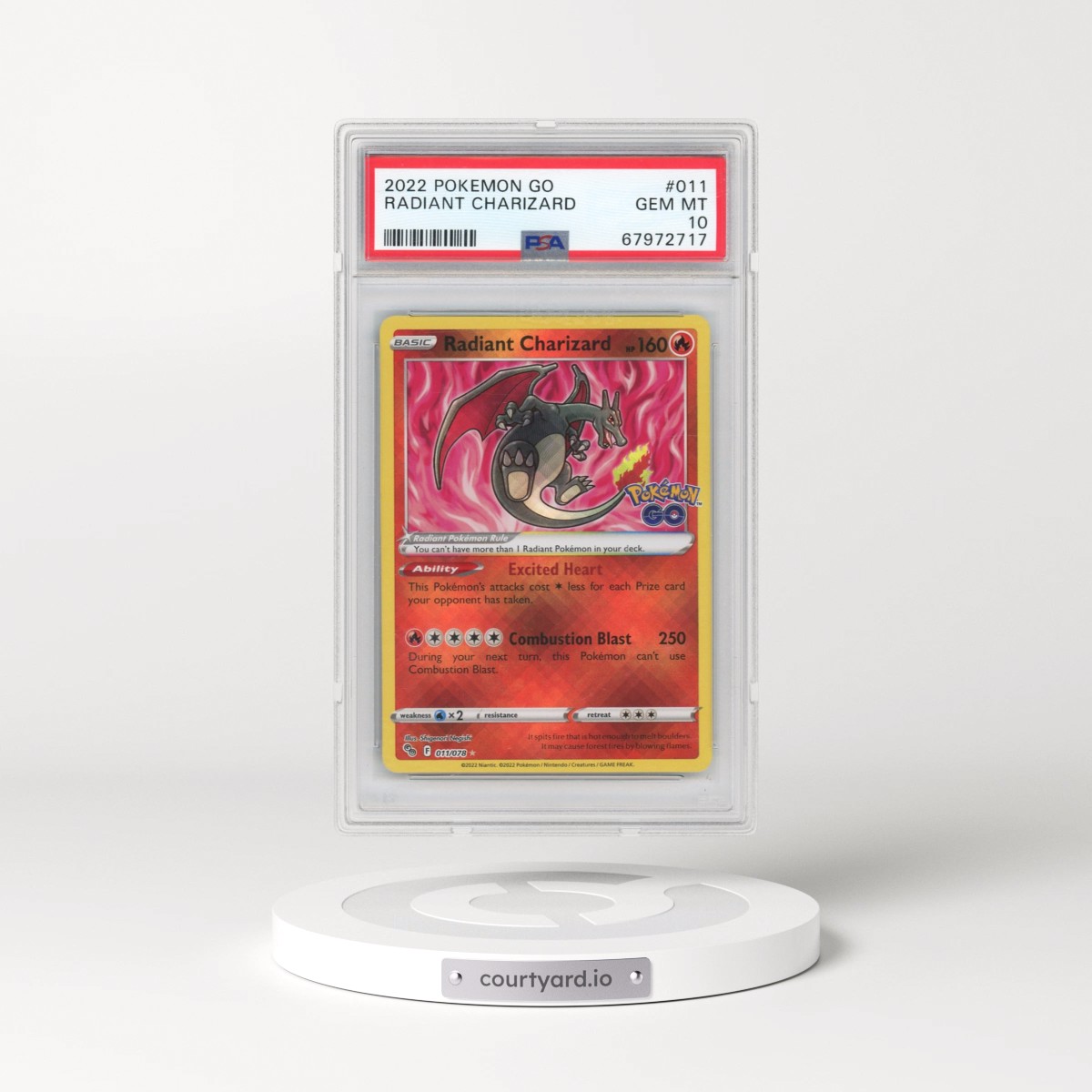 2022 Pokémon Go #011 Radiant Charizard - Holo (PSA 10 GEM MINT)