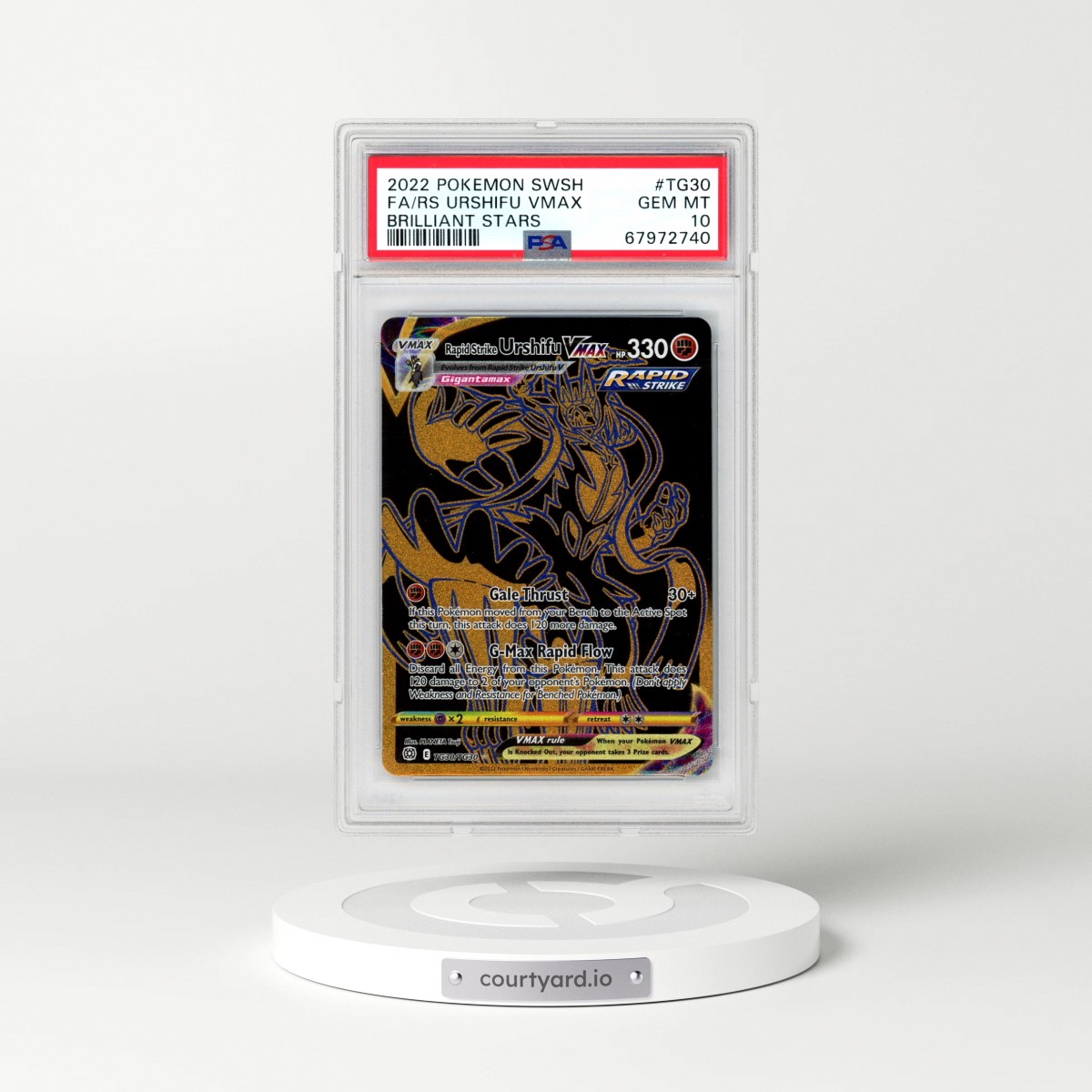 2022 Pokémon Sword & Shield Brilliant Stars #TG30 Rapid Strike Urshifu Vmax - Full Art (PSA 10 GEM MINT)