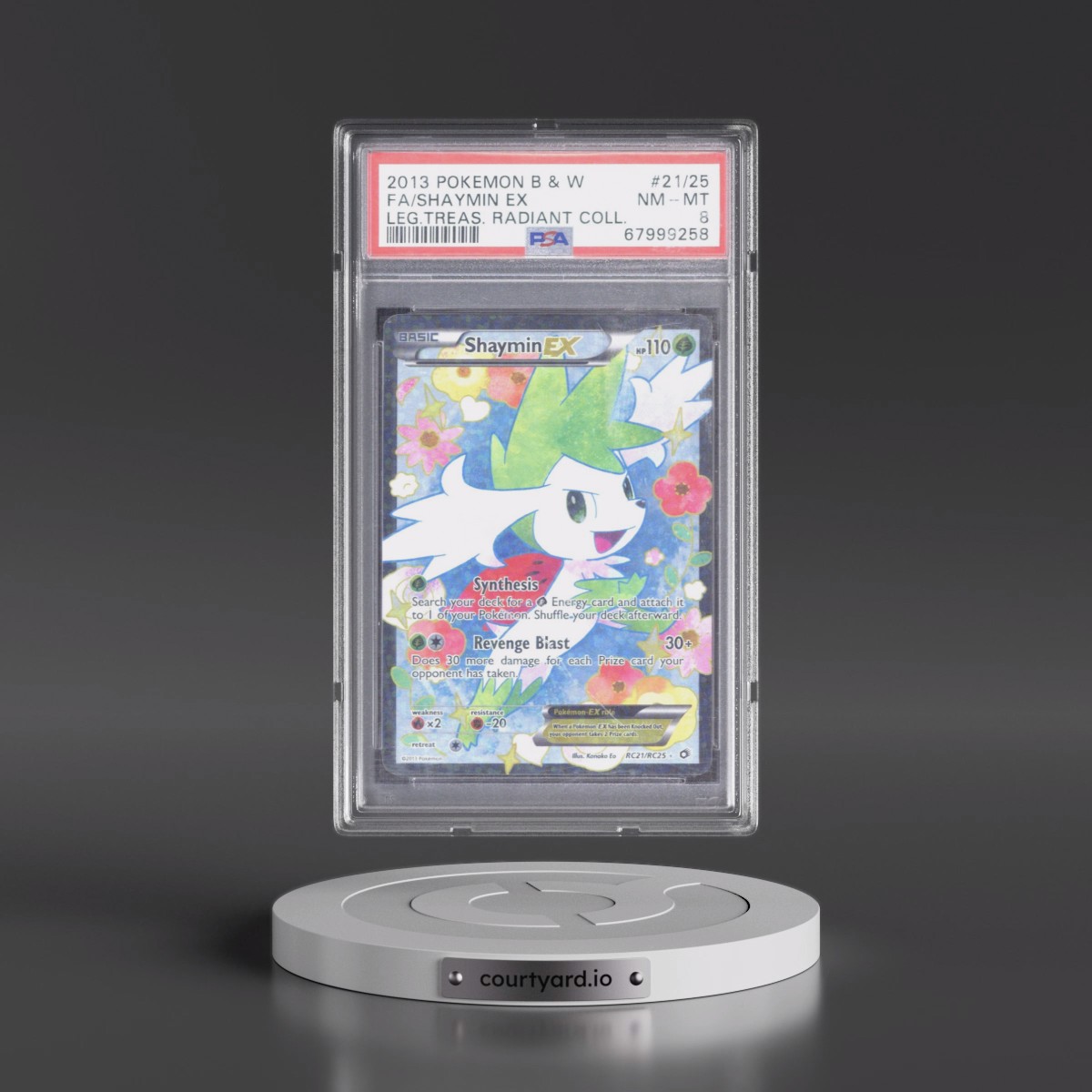 2013 Pokémon Black & White Legendary Treasures Radiant Collection #RC21 Shaymin EX - Holo Full Art (PSA 8 NM-MT)