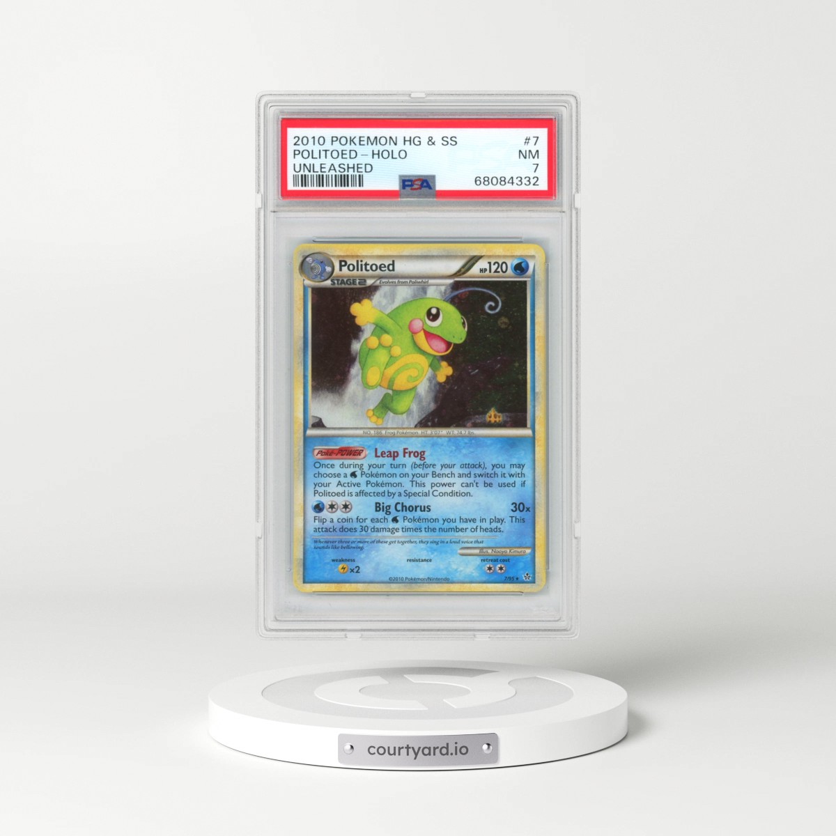 2010 Pokémon Heartgold & Soulsilver Unleashed #7 Politoed - Holo (PSA 7 NM)