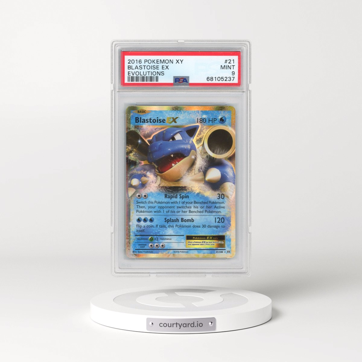 2016 Pokémon XY Evolutions #21 Blastoise EX - Holo (PSA 9 MINT)