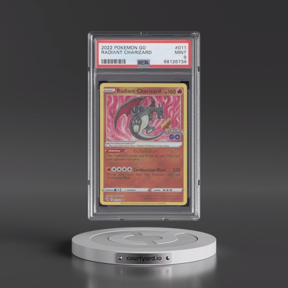 2022 Pokémon Go #011 Radiant Charizard - Holo (PSA 9 MINT)