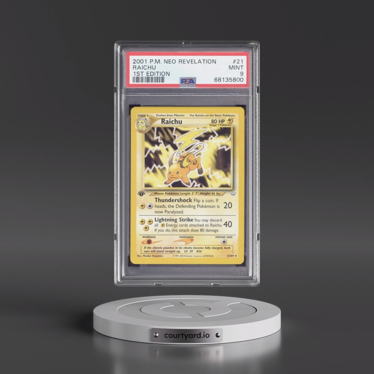 2001 Pokémon Neo Revelation Raichu - 1st Edition #21 PSA 9