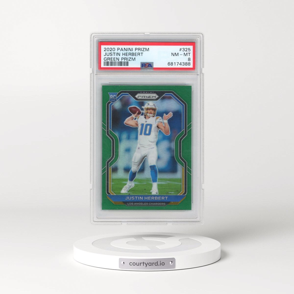 2020 Panini Prizm #325 Justin Herbert - Green Prizm (PSA 8 NM-MT)