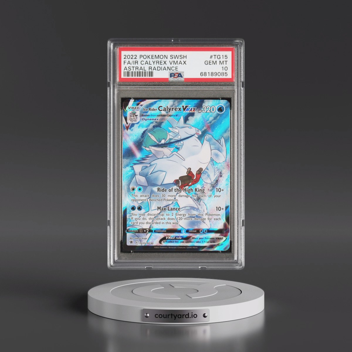2022 Pokémon Sword & Shield Astral Radiance #TG15 Ice Rider Calyrex Vmax - Full Art (PSA 10 GEM MINT)