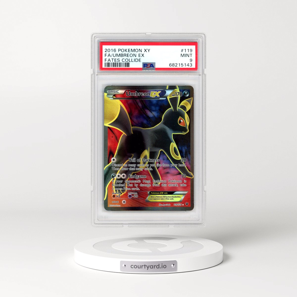 2016 Pokémon XY Fates Collide #119 Umbreon EX - Holo Full Art (PSA 9 MINT)