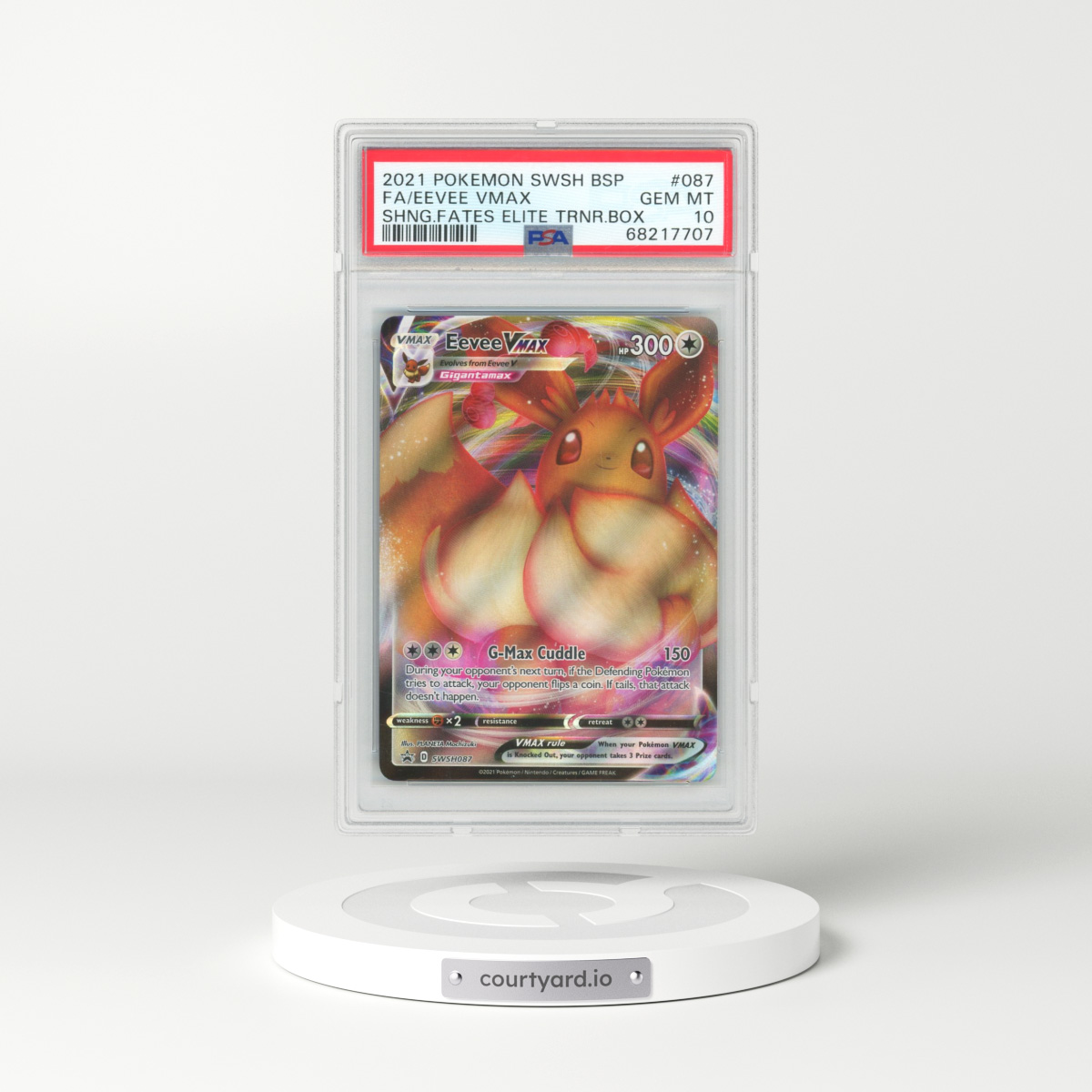 2021 Pokémon Swsh Black Star Promo #087 Eevee Vmax - Full Art Shining Fates Elite Trainer Box (PSA 10 GEM MINT)