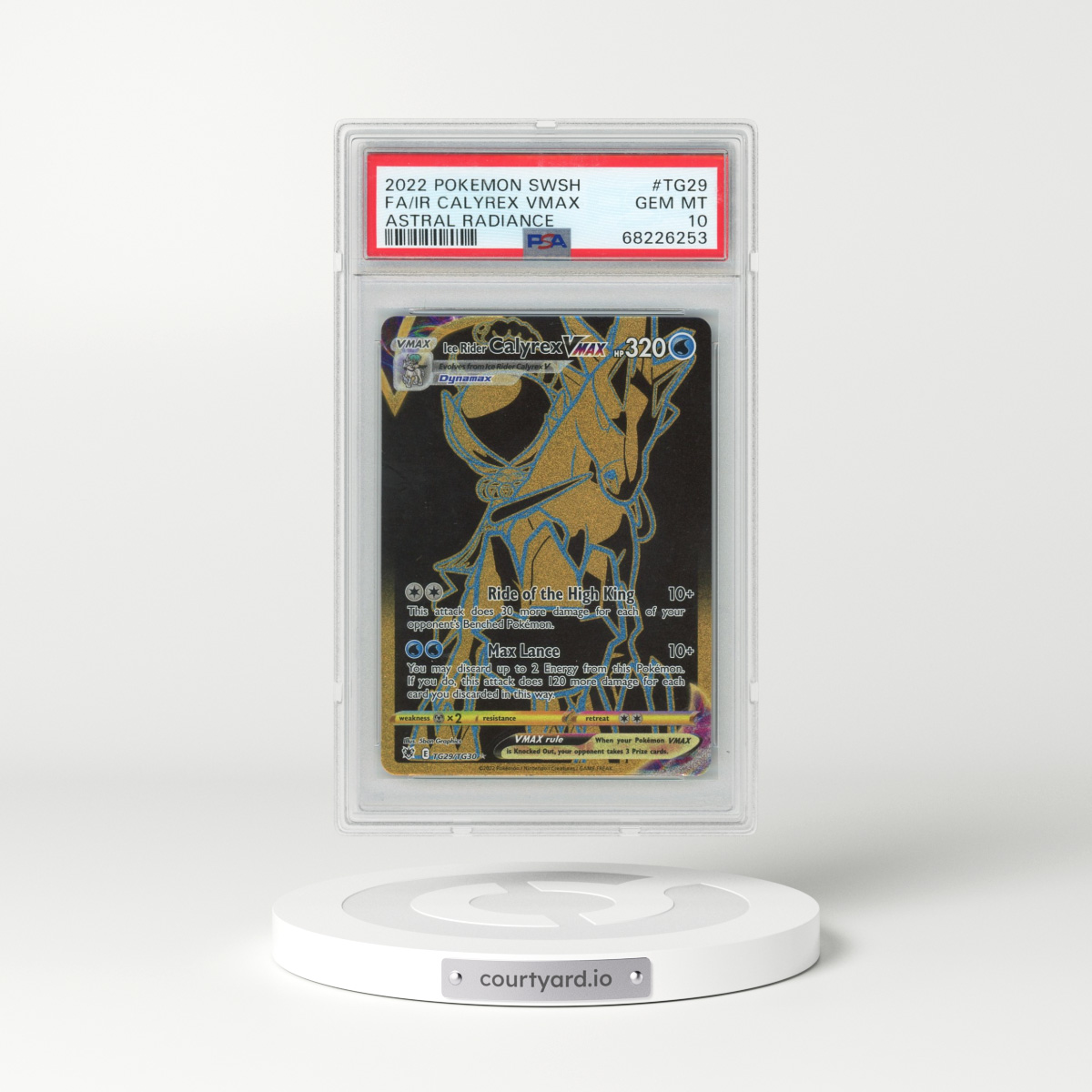 2022 Pokémon Sword & Shield Astral Radiance #TG29 Ice Rider Calyrex Vmax - Full Art (PSA 10 GEM MINT)