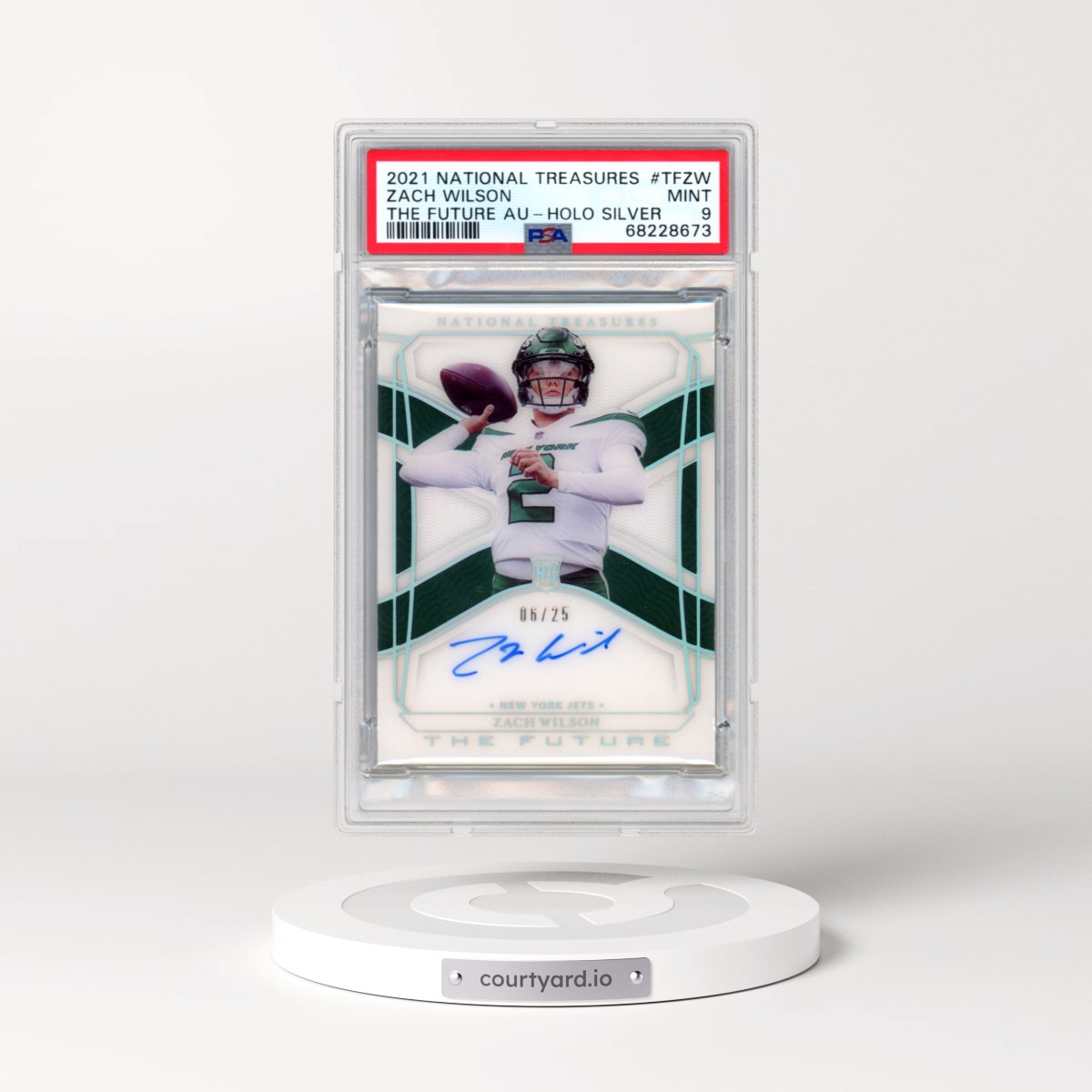 2021 Panini National Treasures the Future Autographs #TFZW Zach Wilson - Holo Silver (PSA 9 MINT)