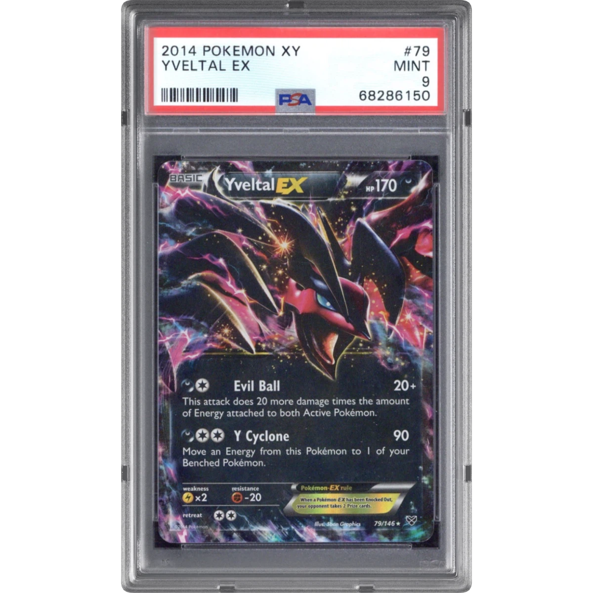 2014 Pokémon XY #79 Yveltal EX - Holo (PSA 9 MINT)