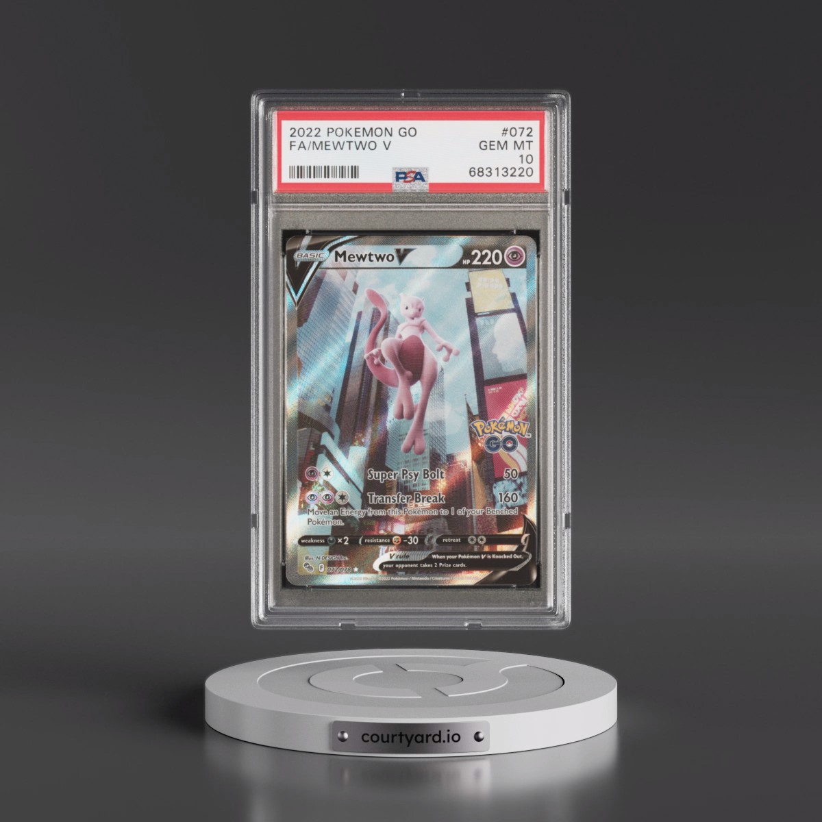 2022 Pokémon Go #072 Mewtwo V - Holo Full Art (PSA 10 GEM MINT)