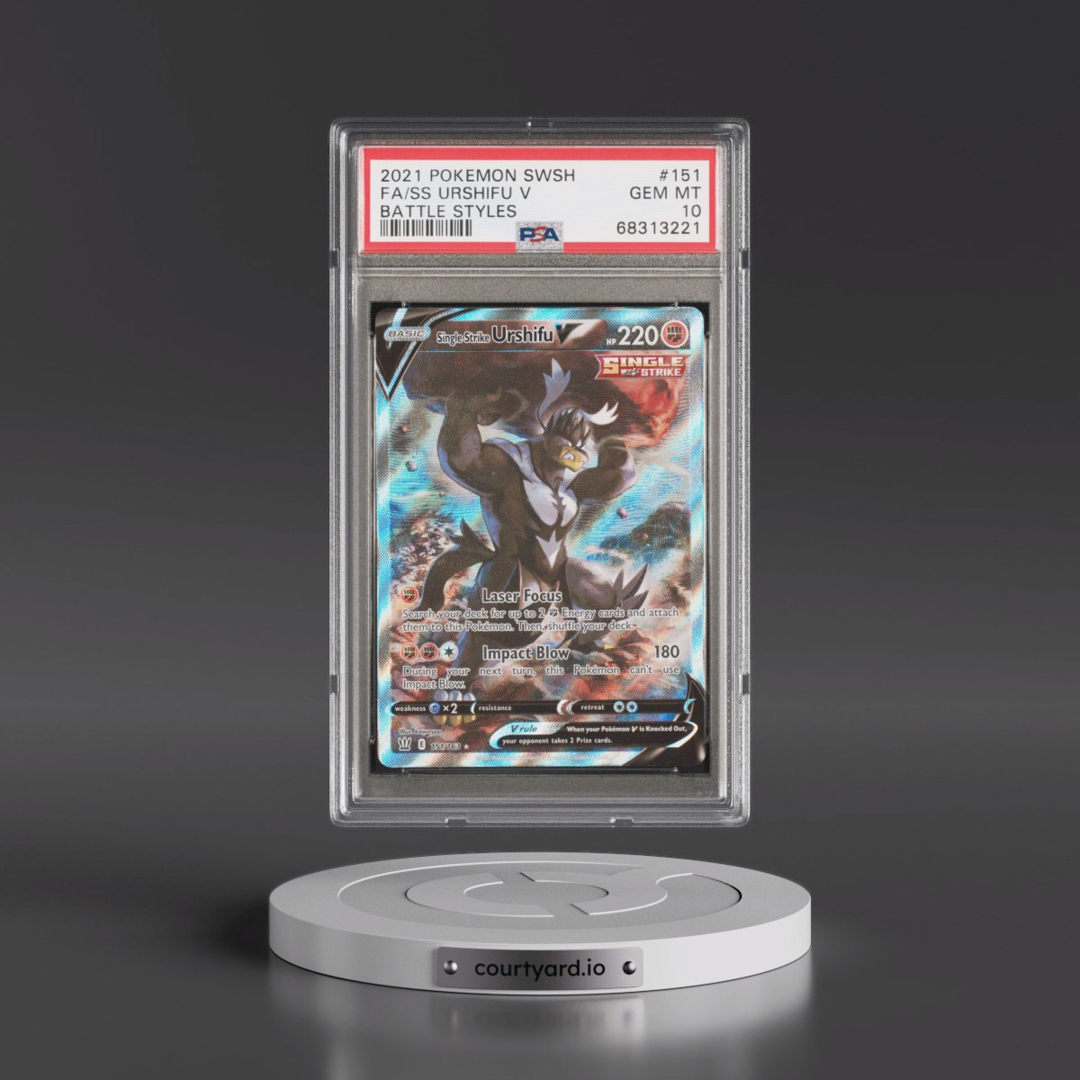 2021 Pokémon Sword & Shield Battle Styles #151 Single Strike Urshifu V - Holo Full Art (PSA 10 GEM MINT)